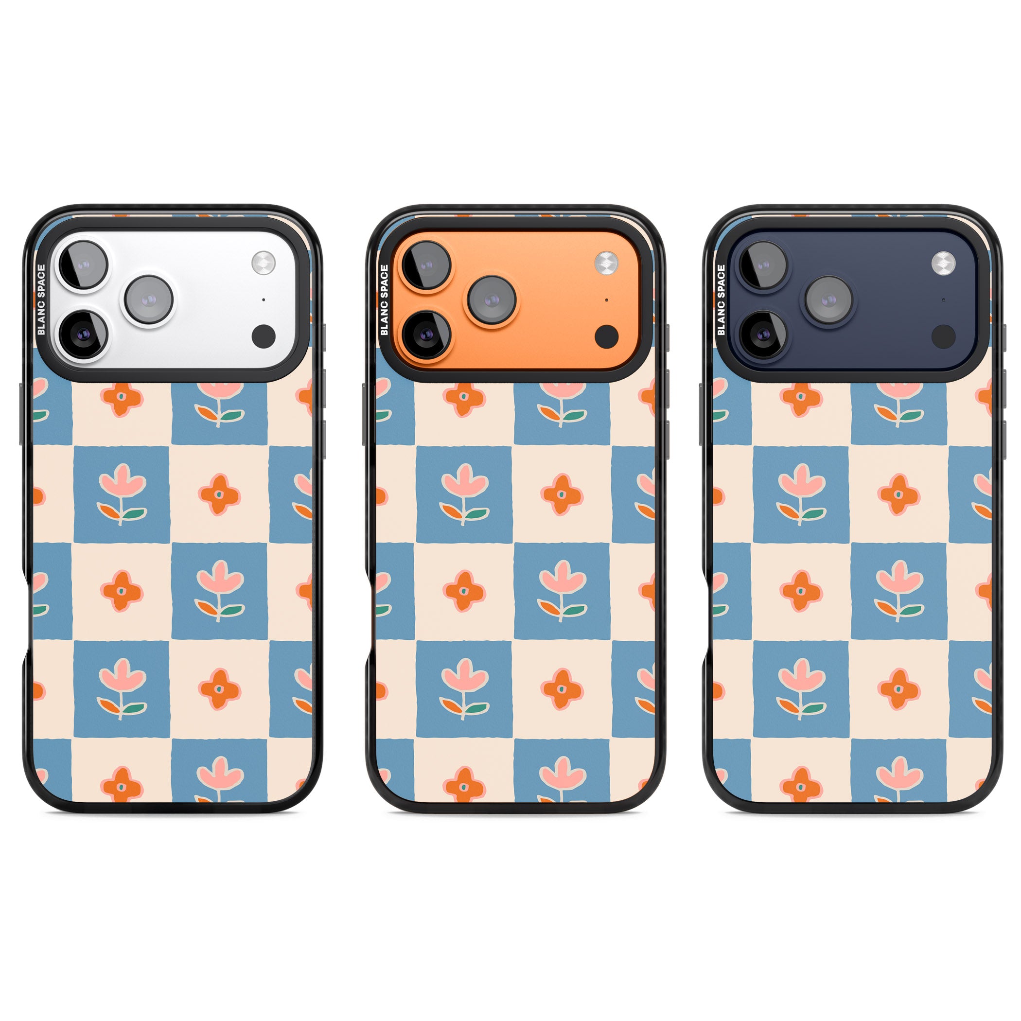 Vintage Bloom Checkered iPhone 17 Pro Impact Black Phone Case APT Impact Protection