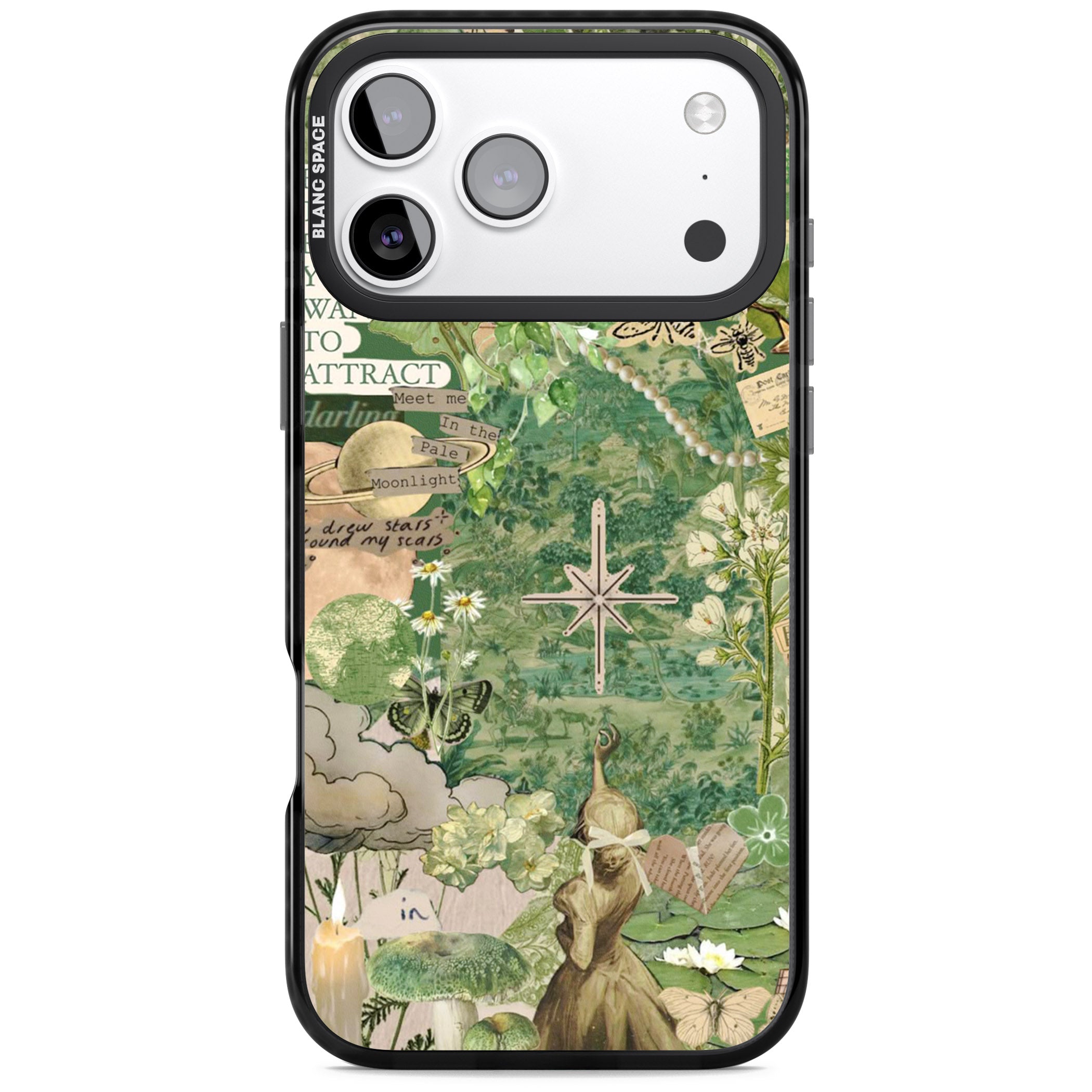 Green Vintage Collage iPhone 17 Pro Impact Black Phone Case