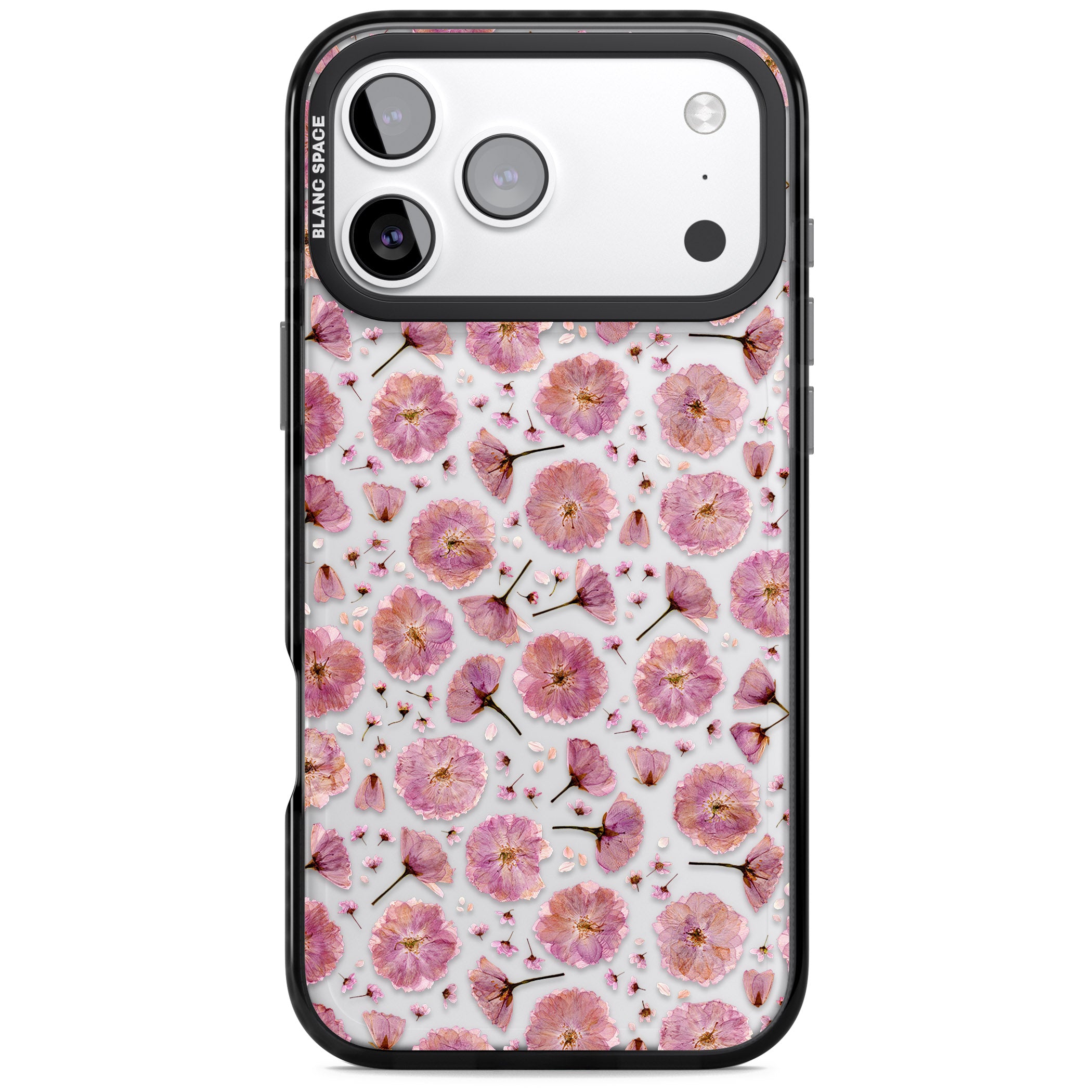 Pink Florals & Blossom iPhone 17 Pro Impact Black Phone Case