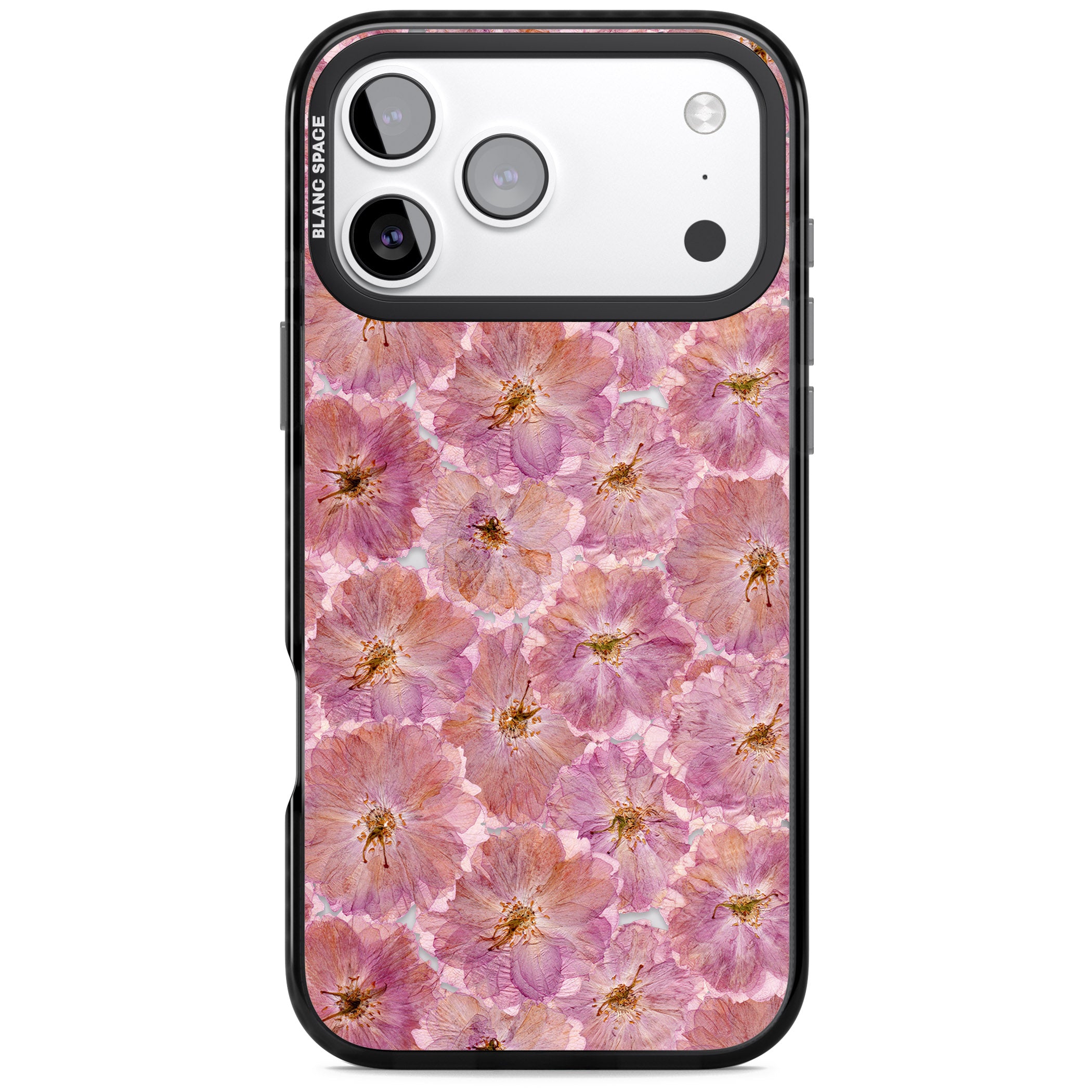 Large Pink Florals iPhone 17 Pro Max Impact Black Phone Case