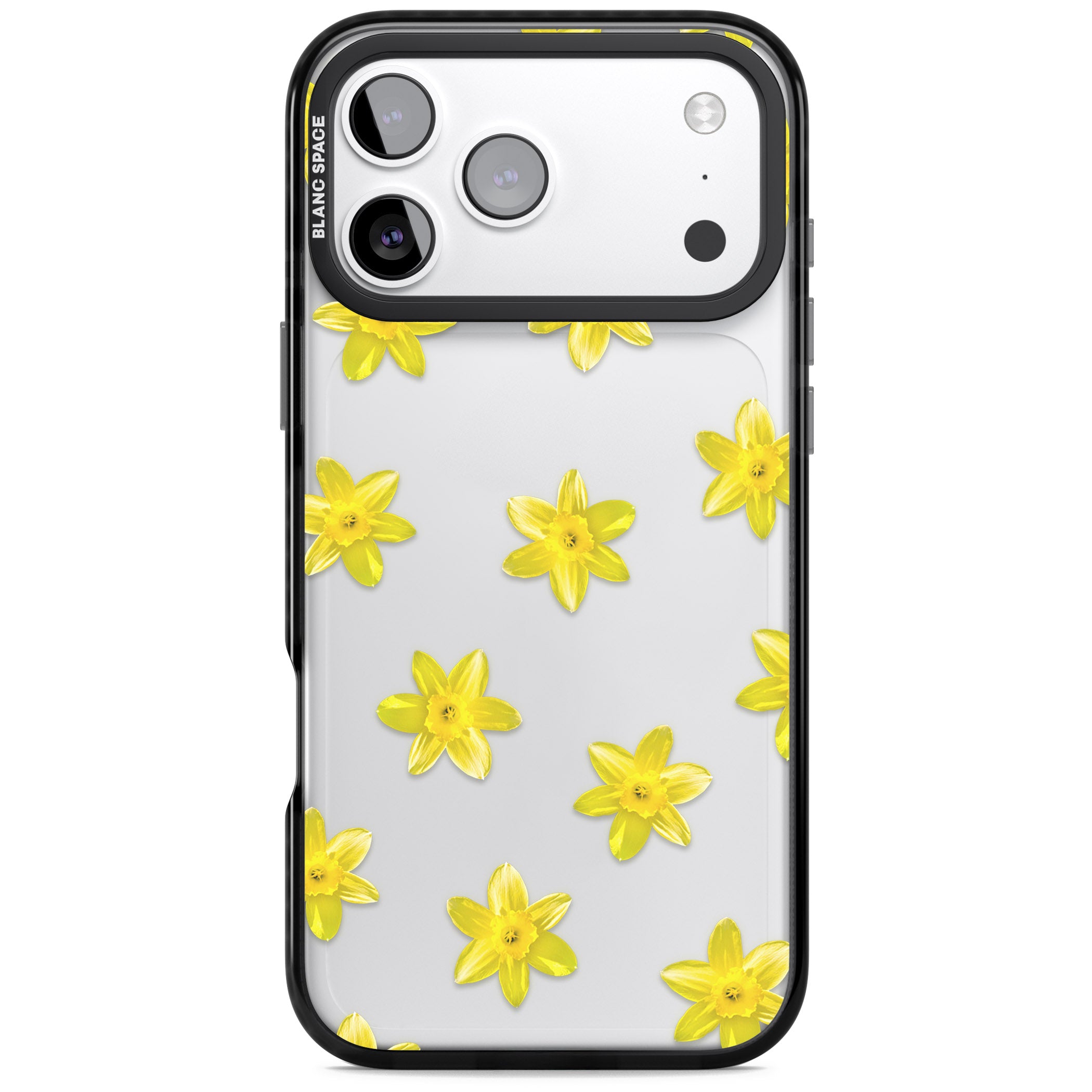 Daffodils Transparent Pattern iPhone 17 Pro Max Impact Black Phone Case