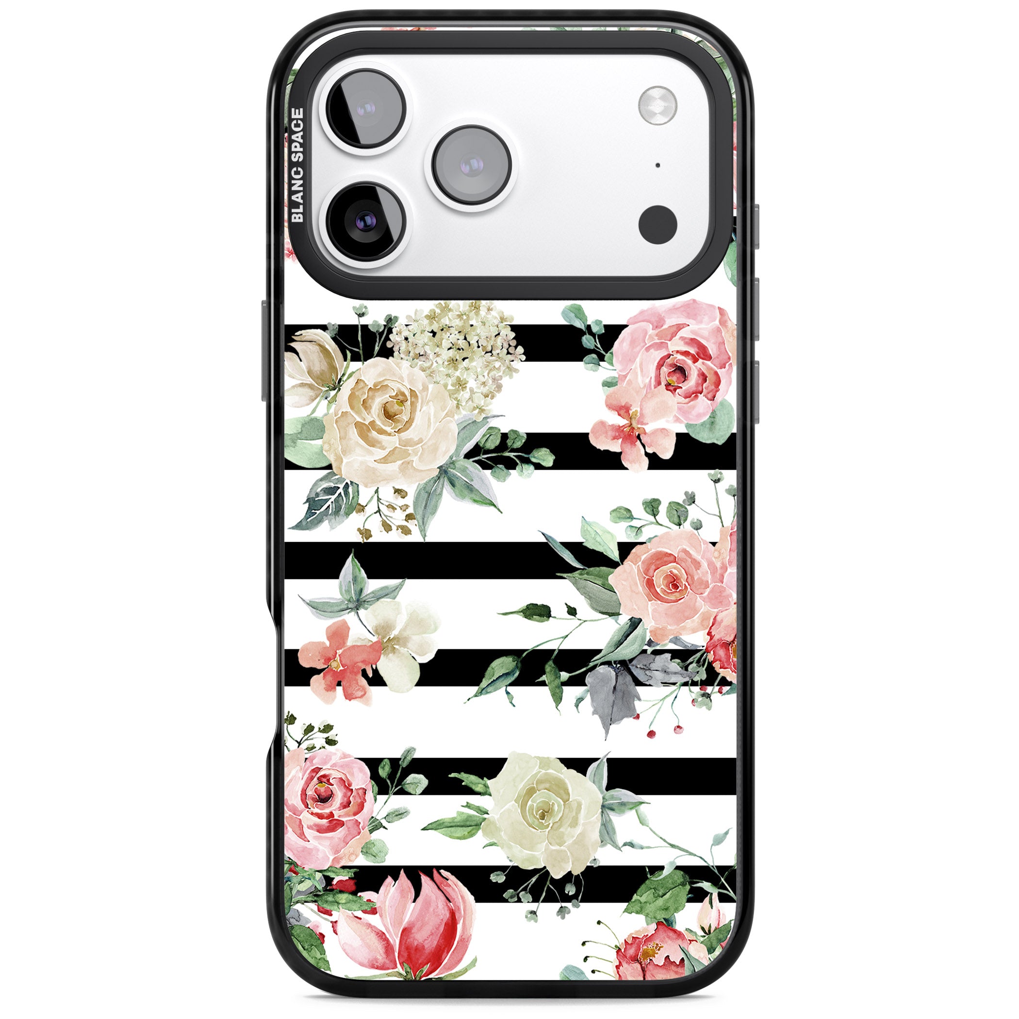 Floral Stripes iPhone 17 Pro Impact Black Phone Case