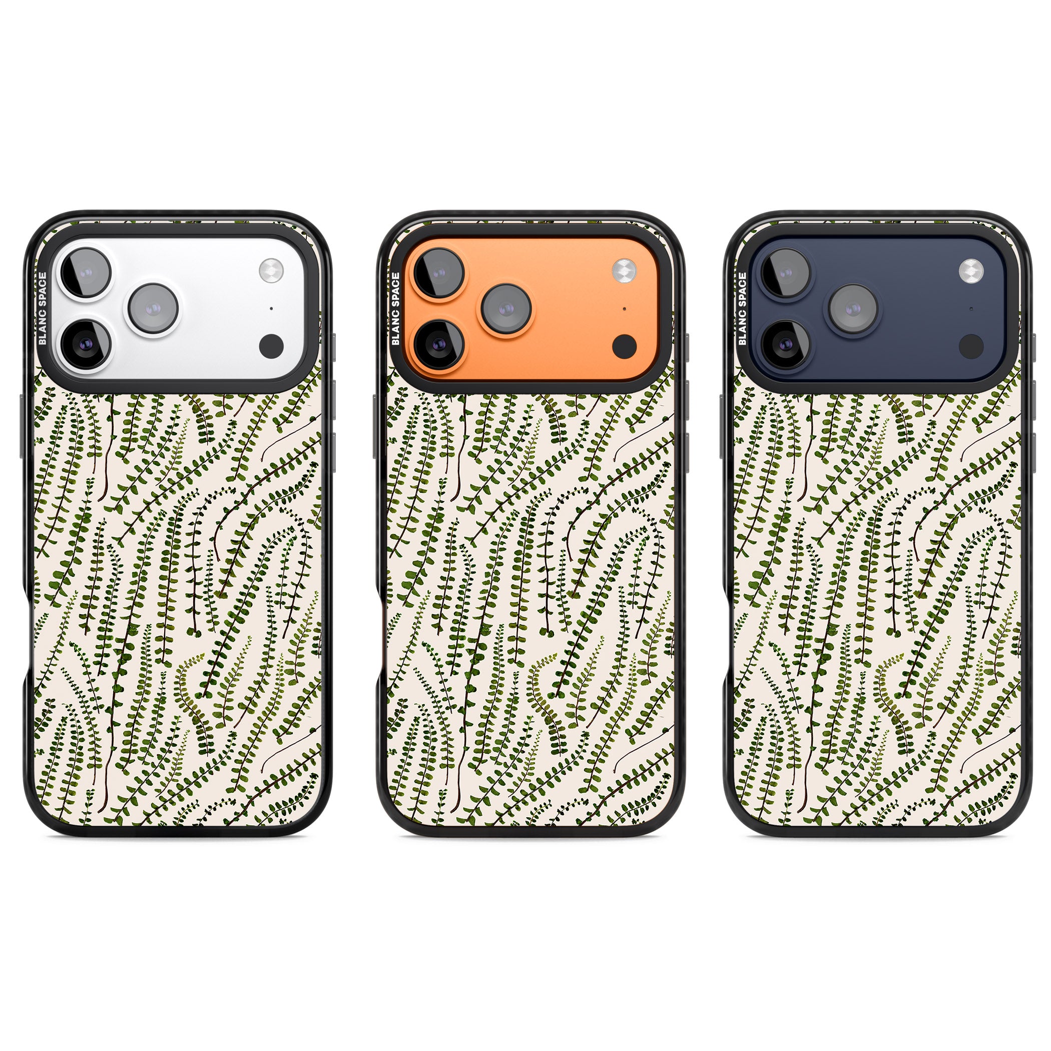 Fern Leaf Pattern iPhone 17 Pro Impact Black Phone Case APT Impact Protection
