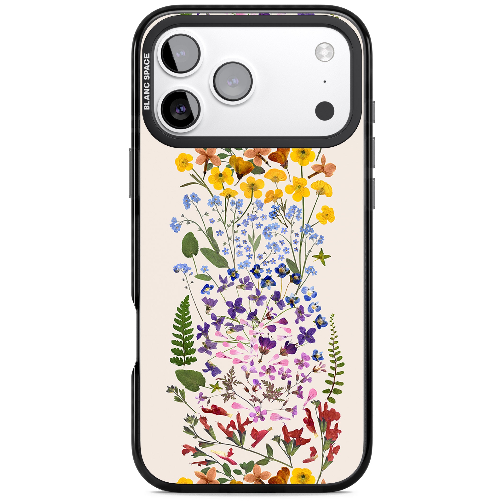 Cream Wildflower iPhone 17 Pro Impact Black Phone Case