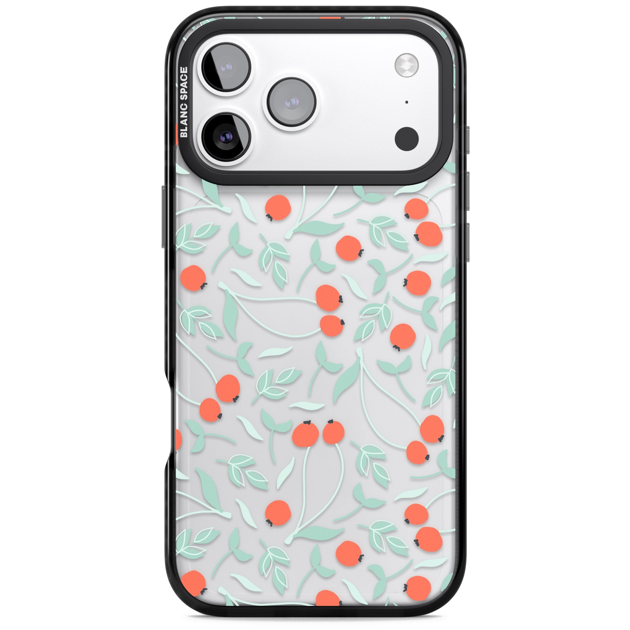 Red Berries Floral iPhone 17 Pro Impact Black Phone Case