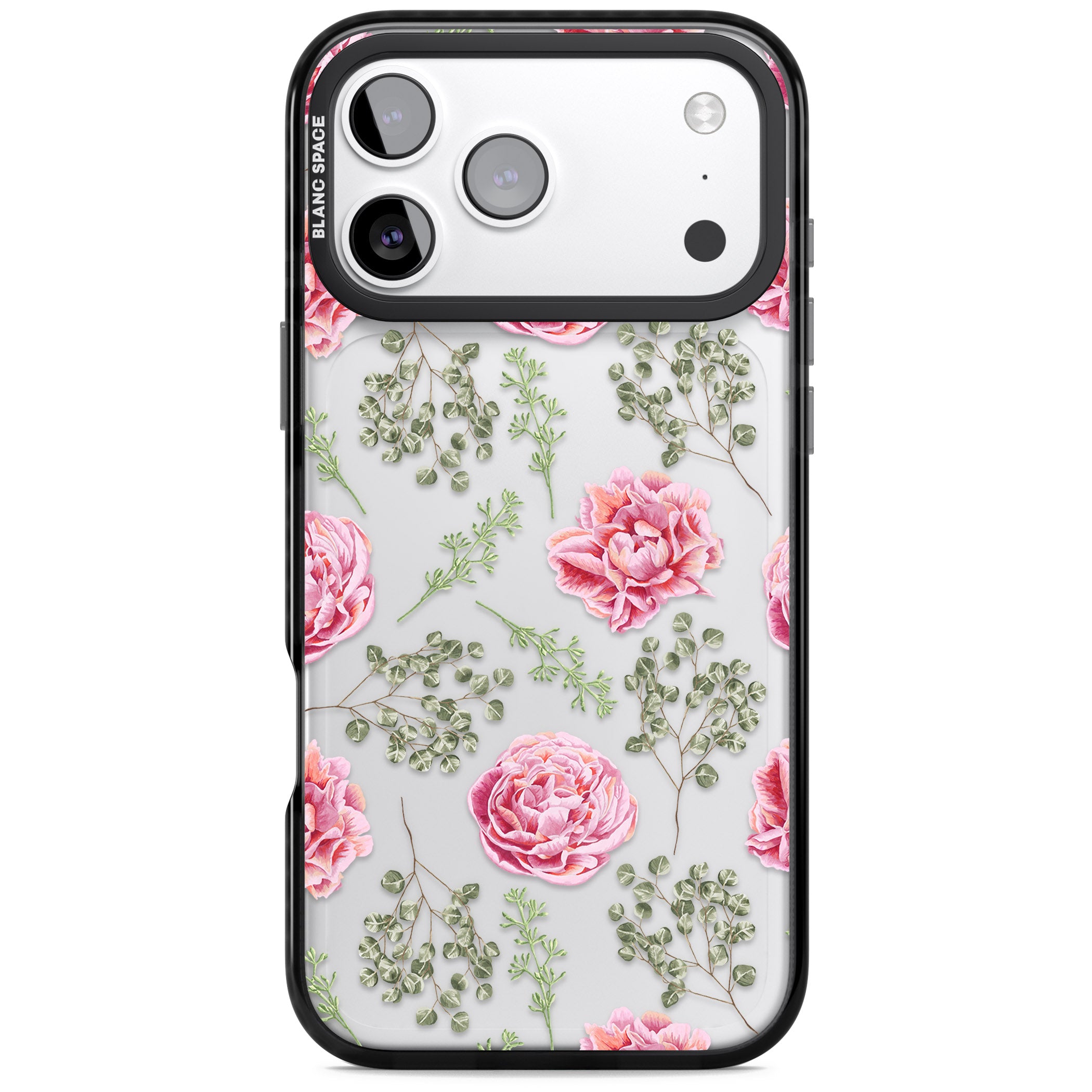 Roses & Eucalyptus Floral iPhone 17 Pro Impact Black Phone Case