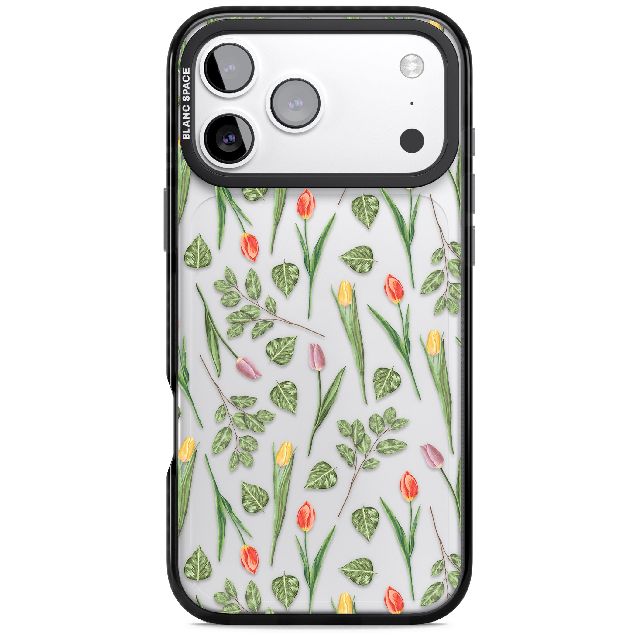 Spring Tulips Floral iPhone 17 Pro Impact Black Phone Case