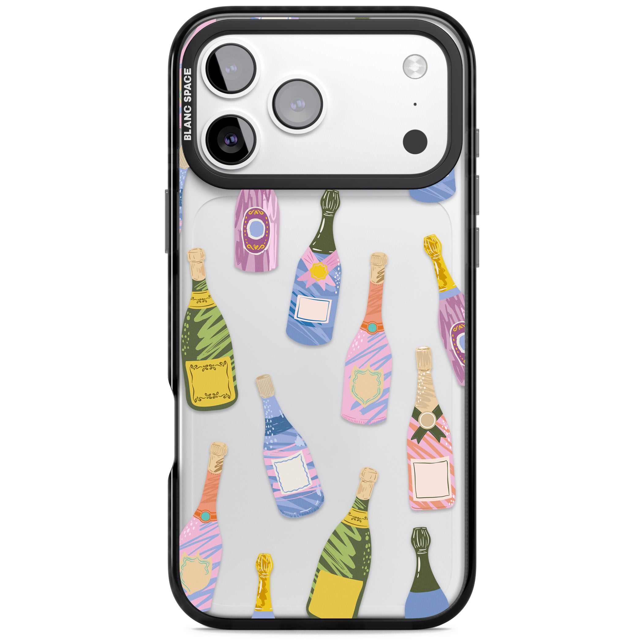Champagne Pattern iPhone 17 Pro Impact Black Phone Case