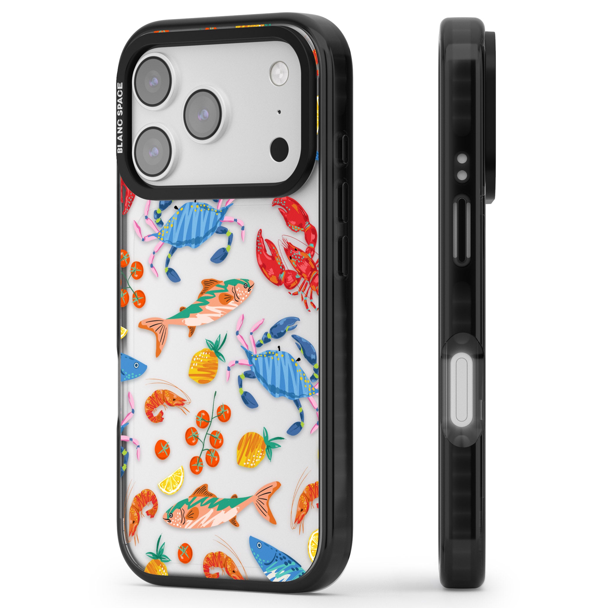 Vibrant Sealife iPhone 17 Pro Impact Black Phone Case Side Profile