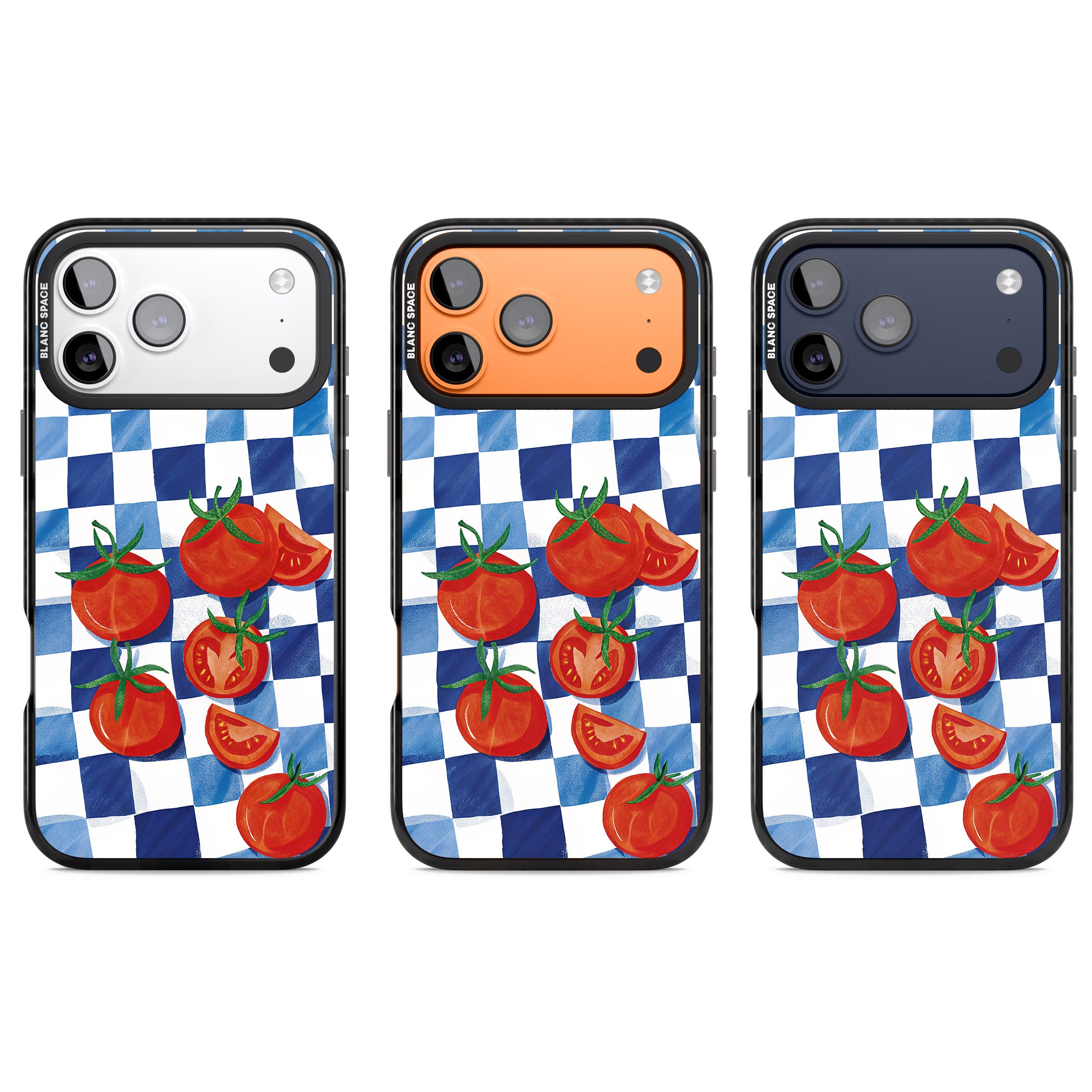Blue Picnic Blanket & Tomatoes iPhone 17 Pro Impact Black Phone Case APT Impact Protection