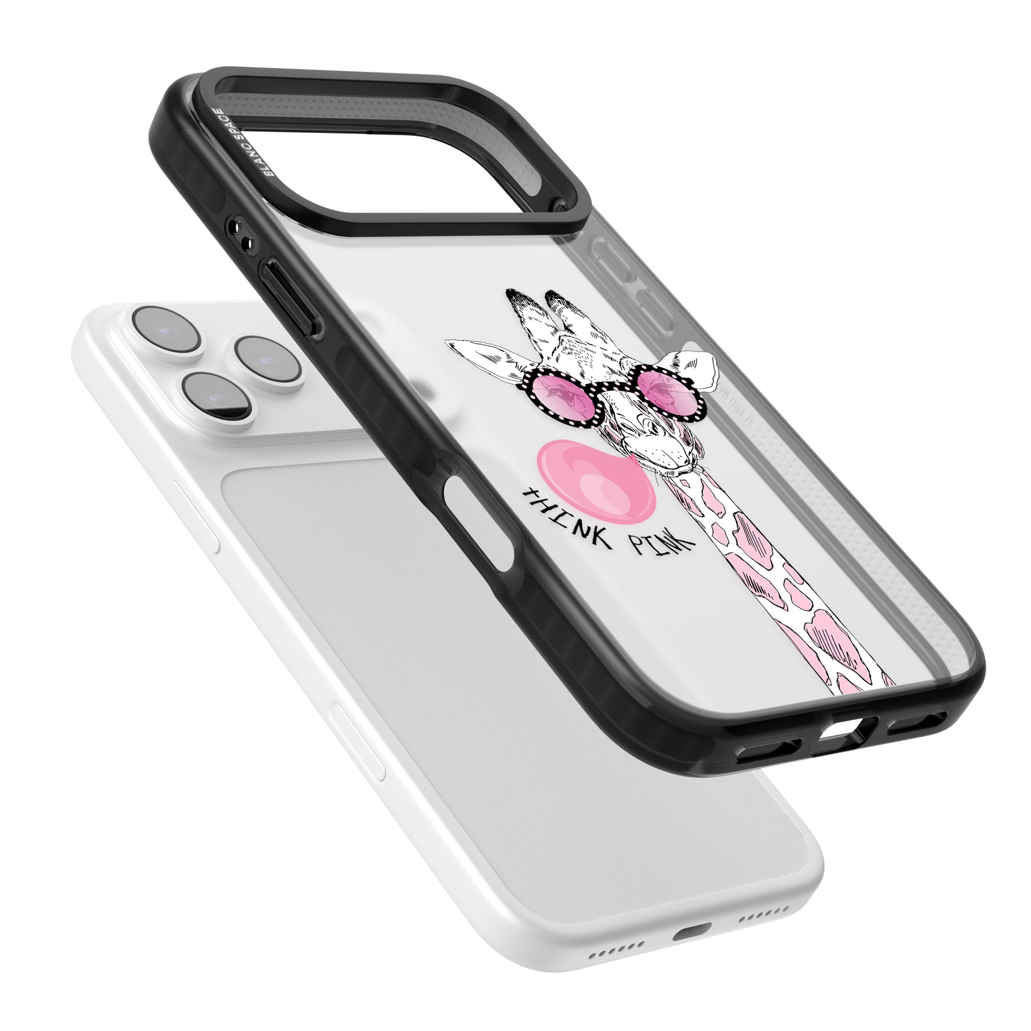 Think Pink Giraffe iPhone 17 Pro Max Impact Black Phone Case Colours