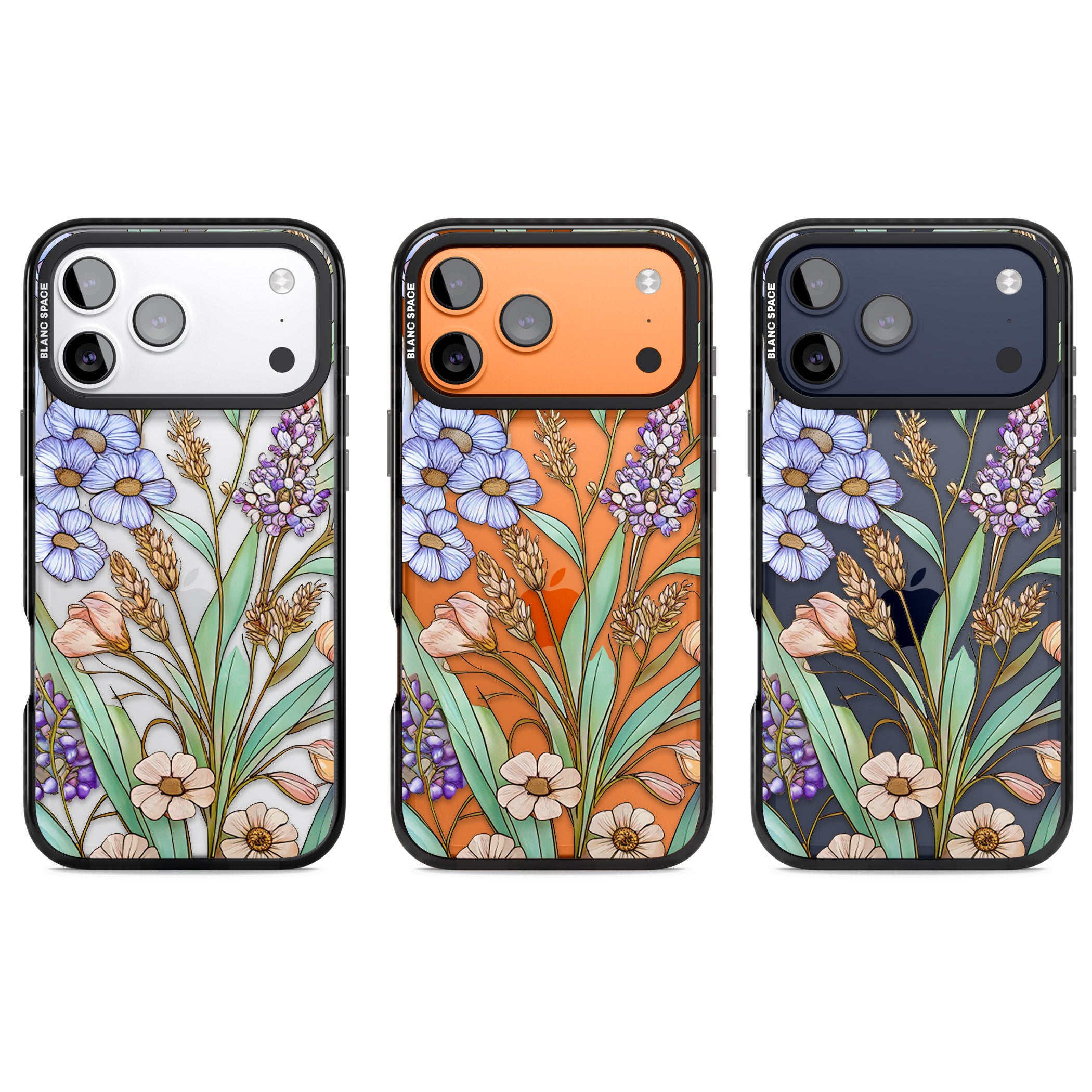 Glass Lavenders & Daisies iPhone 17 Pro Impact Black Phone Case APT Impact Protection