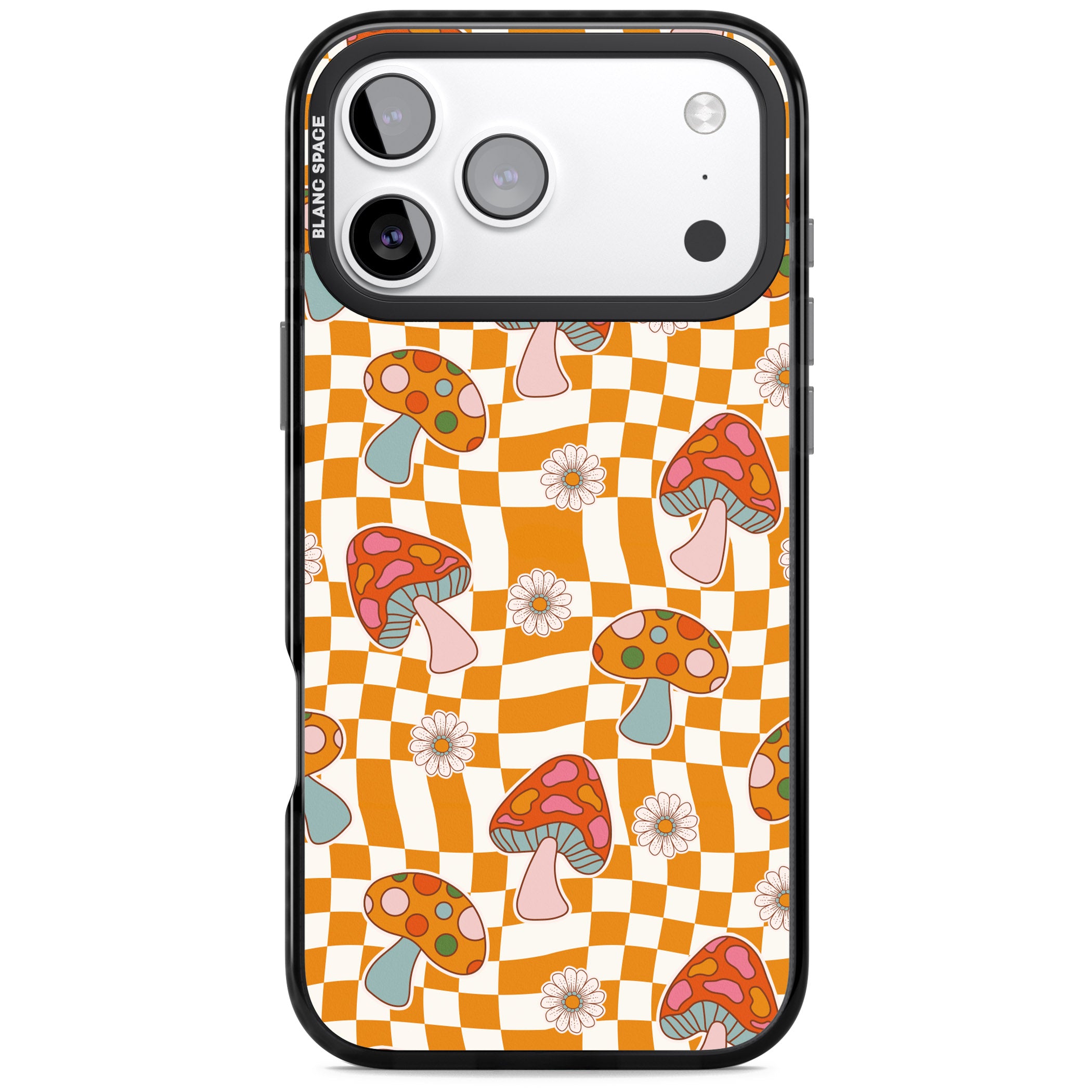 Wavy Checked Shrooms iPhone 17 Pro Max Impact Black Phone Case