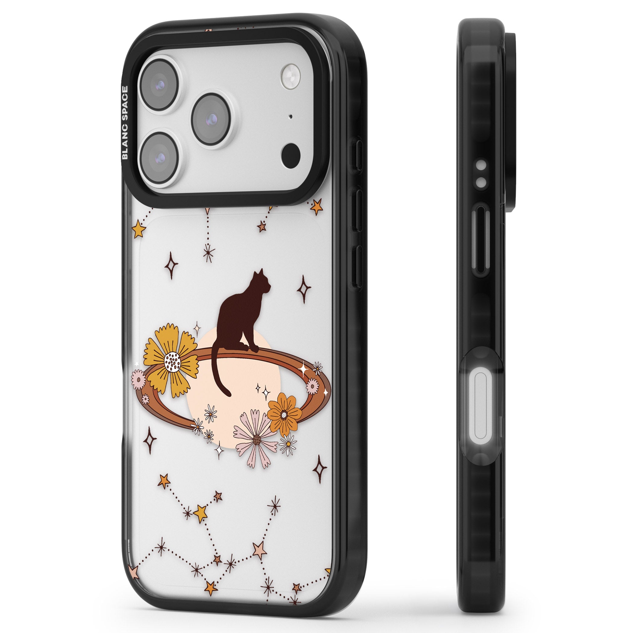 Feline Phenomenon iPhone 17 Pro Impact Black Phone Case Side Profile