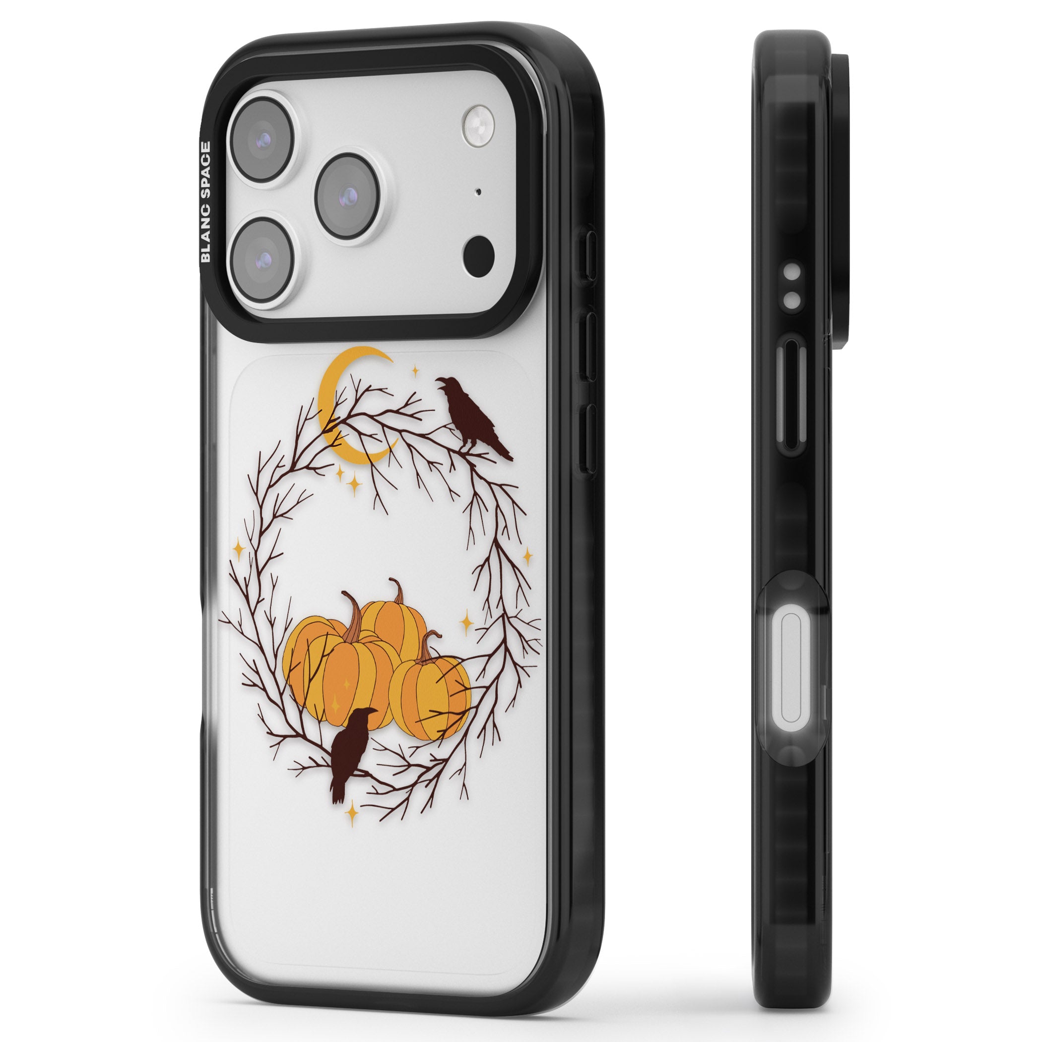 Pumpkin Patch iPhone 17 Pro Impact Black Phone Case Side Profile