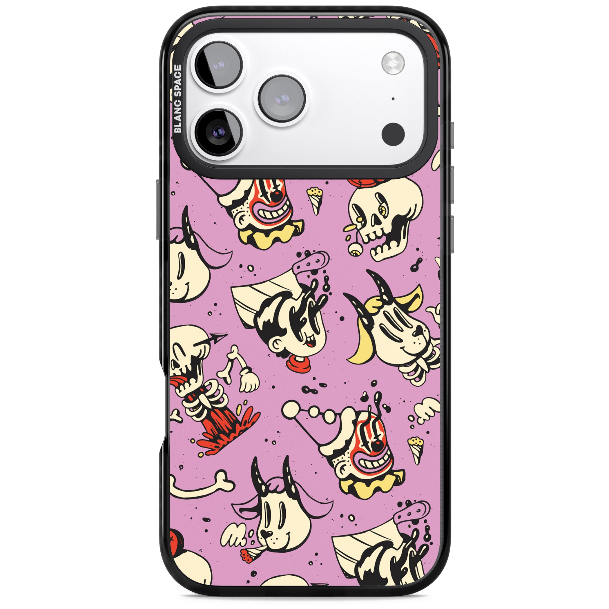 Purple Retro Halloween Pattern iPhone 17 Pro Impact Black Phone Case