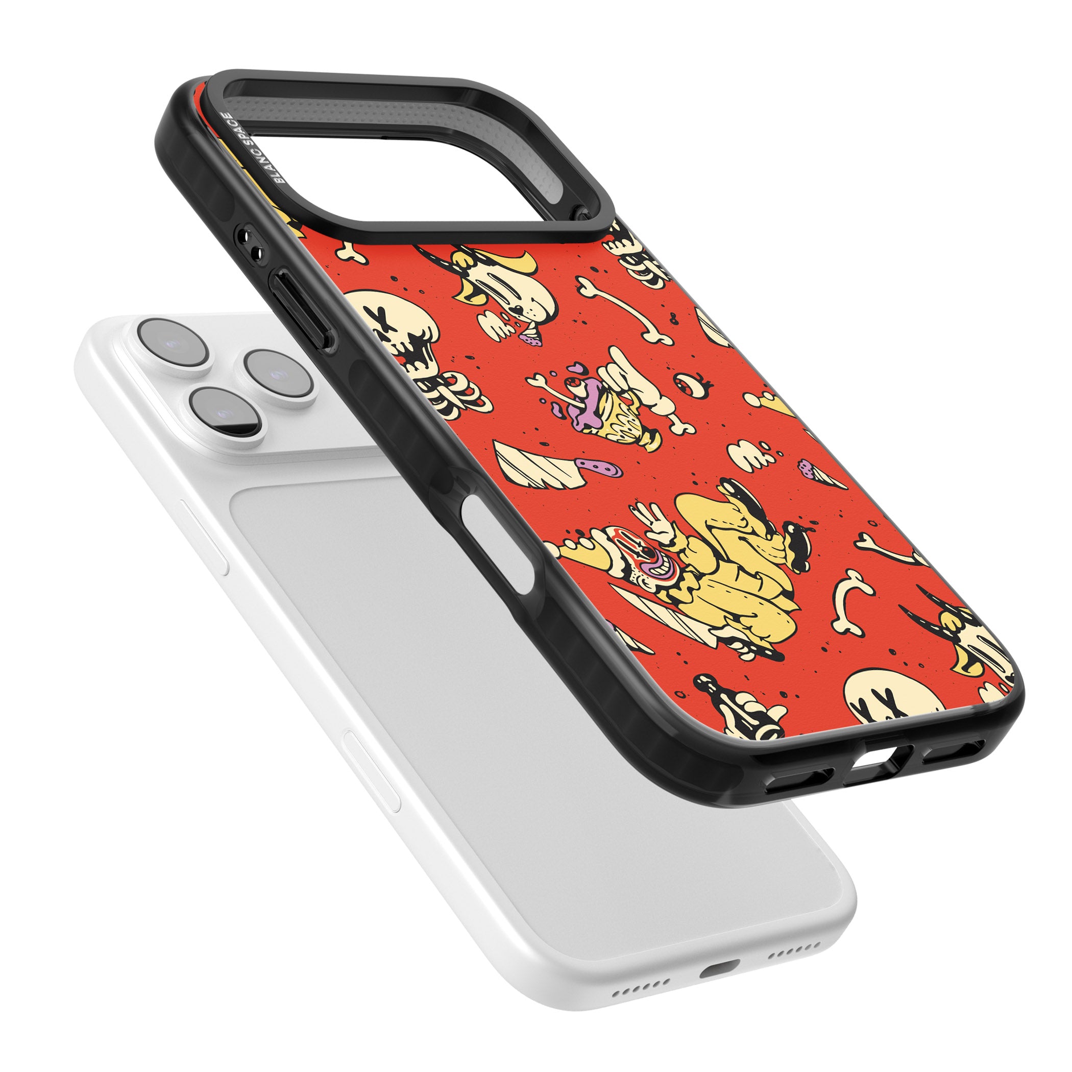 Red Retro Halloween Pattern iPhone 17 Pro Impact Black Phone Case Colours