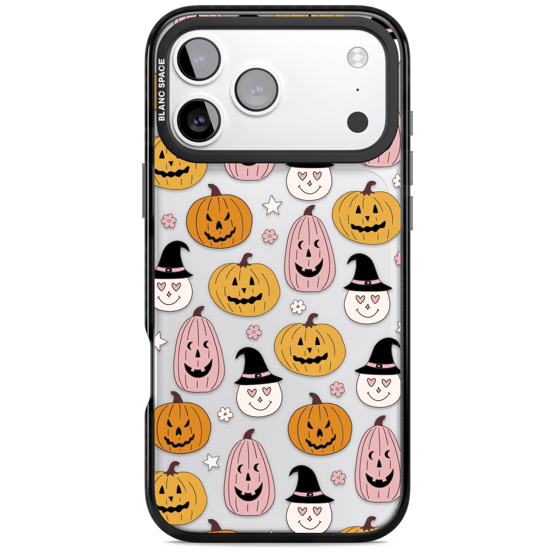 Witches And Pumpkins Pattern iPhone 17 Pro Impact Black Phone Case