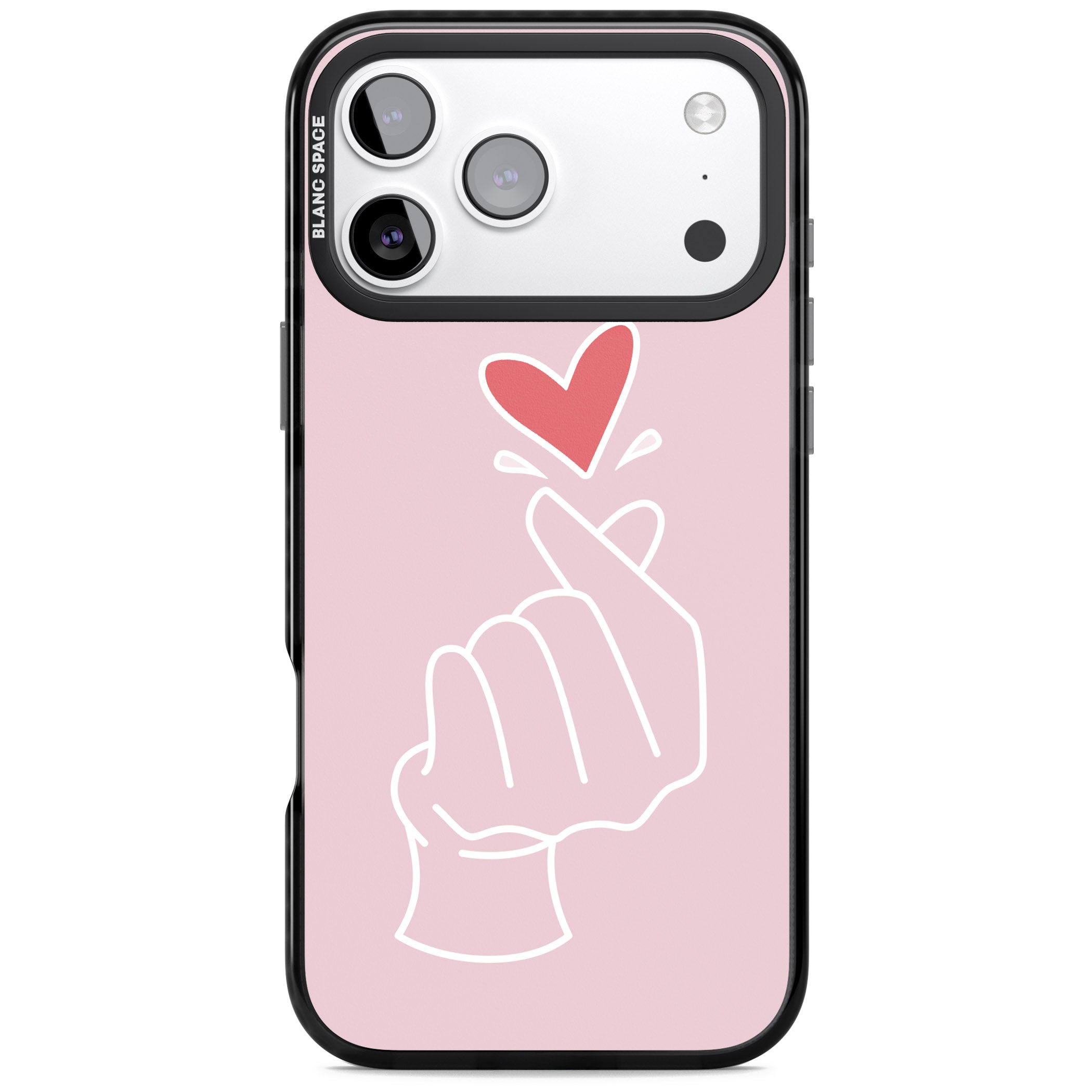 Pink Heart Hand iPhone 17 Pro Max Impact Black Phone Case