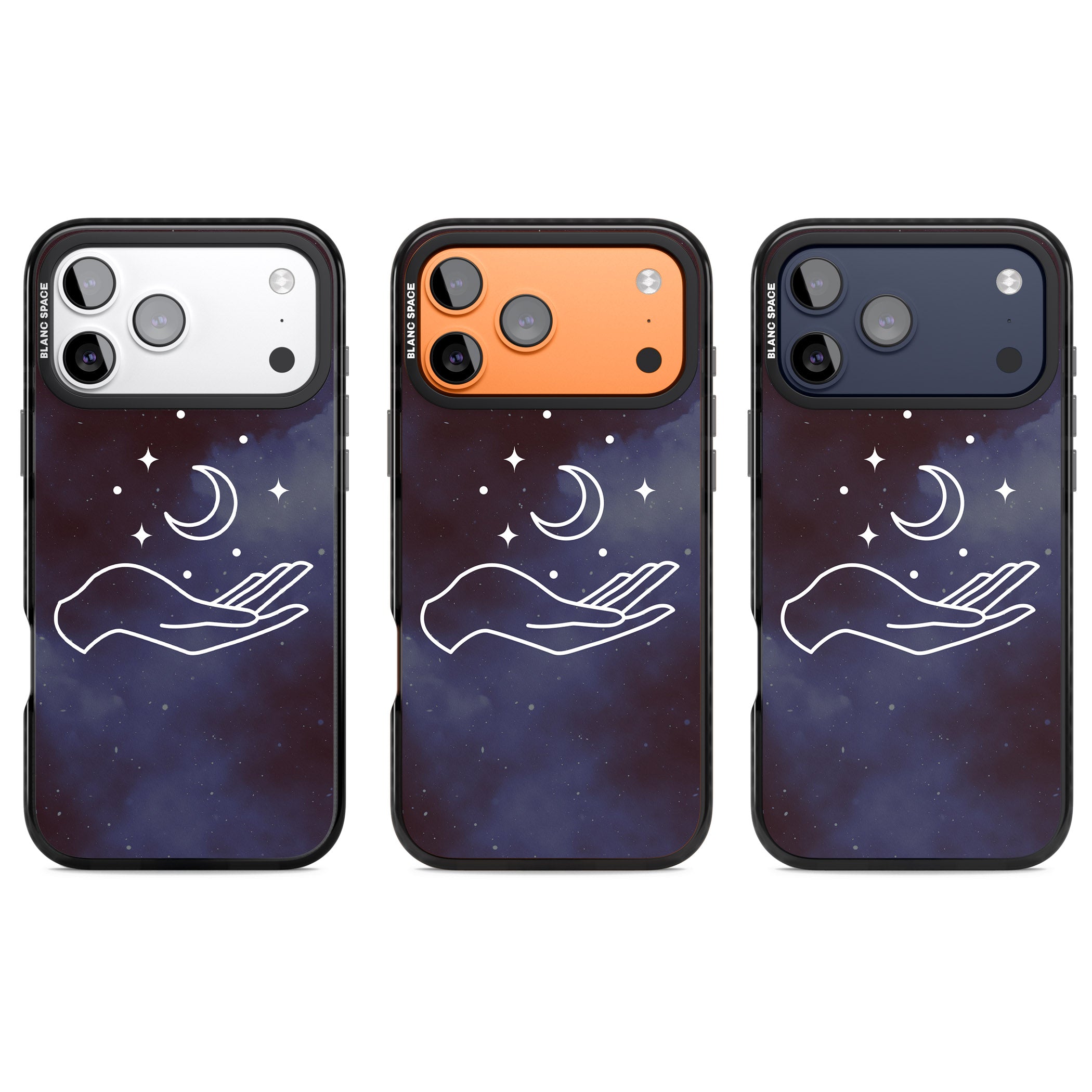 Celestial Hand & Moon iPhone 17 Pro Impact Black Phone Case APT Impact Protection