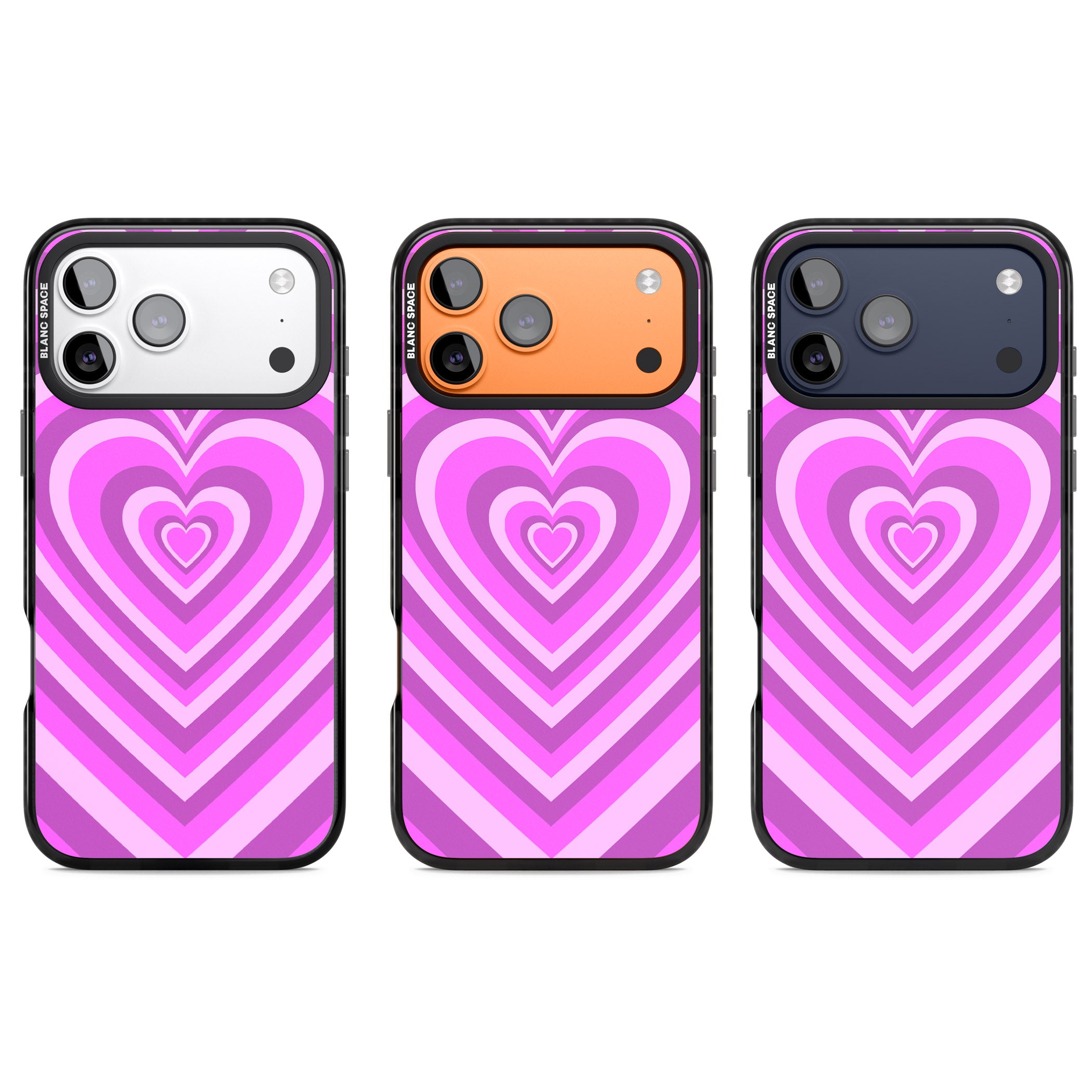Pink Heart Illusion iPhone 17 Pro Impact Black Phone Case APT Impact Protection