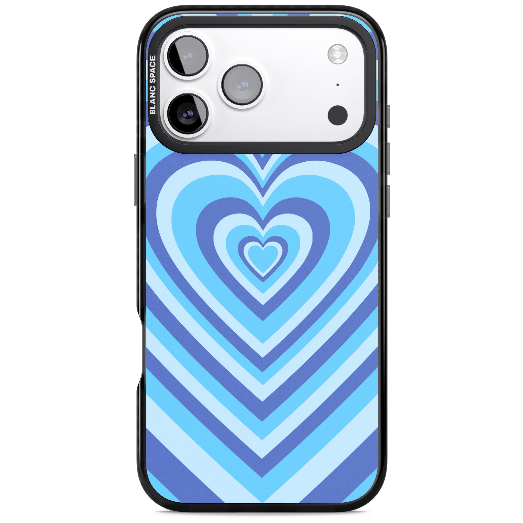 Blue Heart Illusion iPhone 17 Pro Impact Black Phone Case