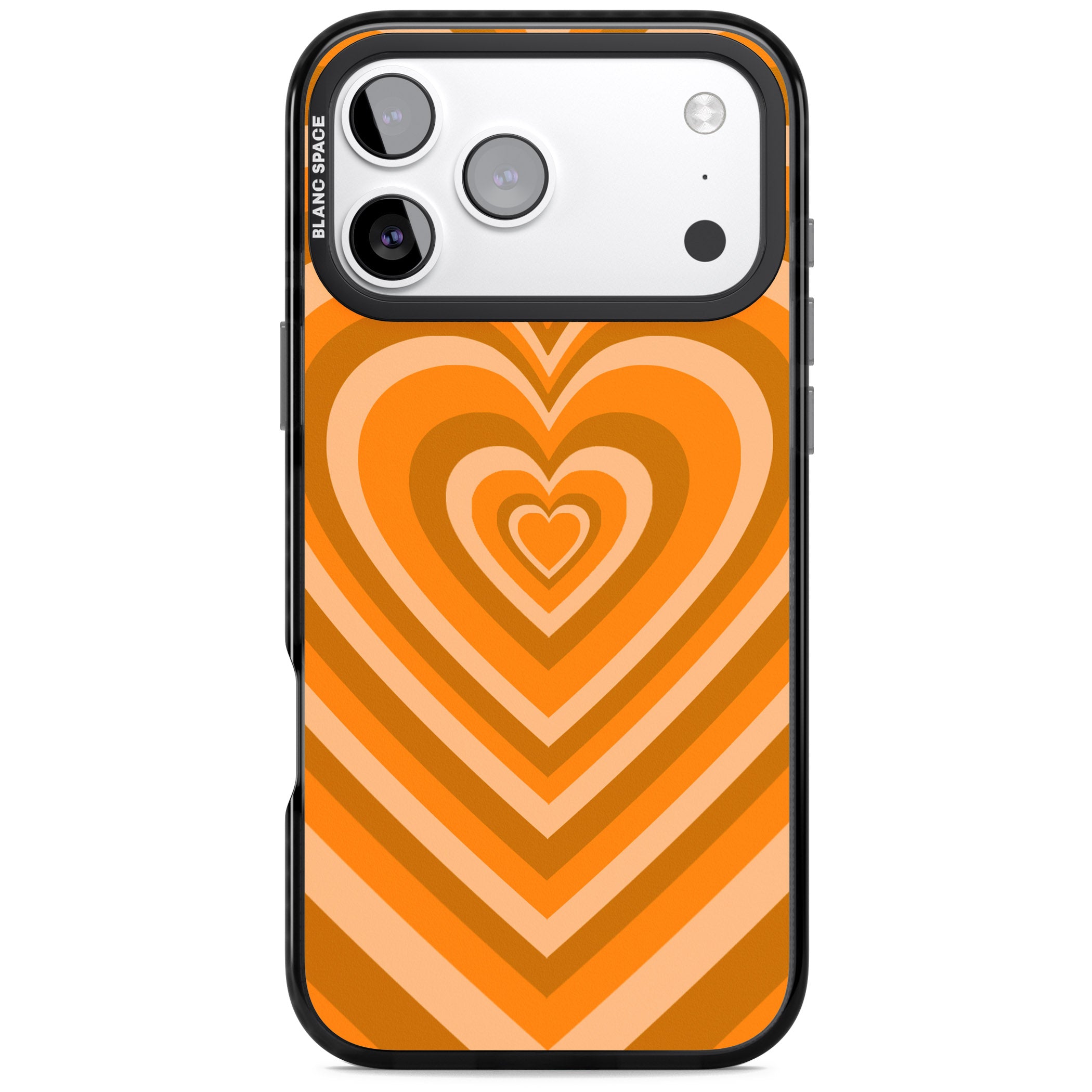 Orange Heart Illusion iPhone 17 Pro Impact Black Phone Case