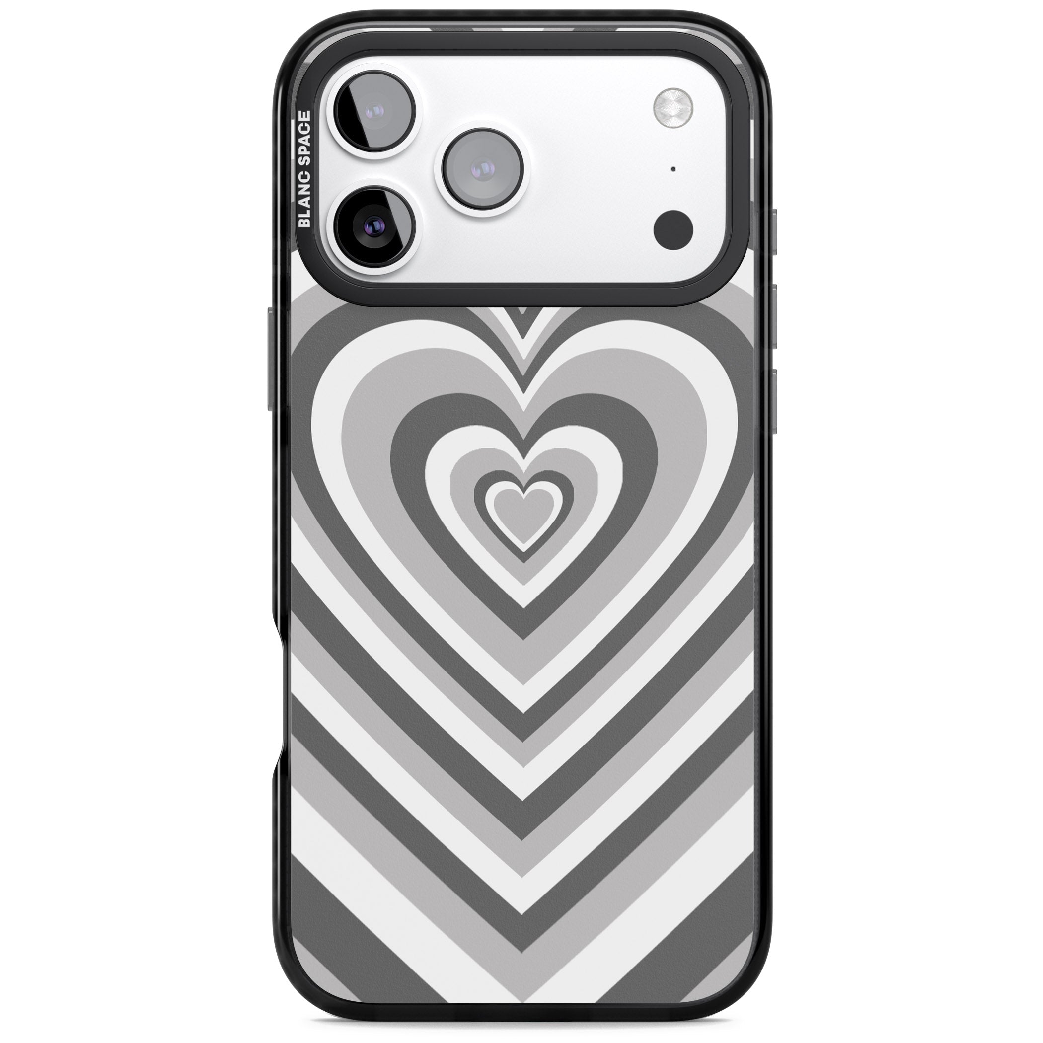 Monochrome Heart Illusion iPhone 17 Pro Impact Black Phone Case