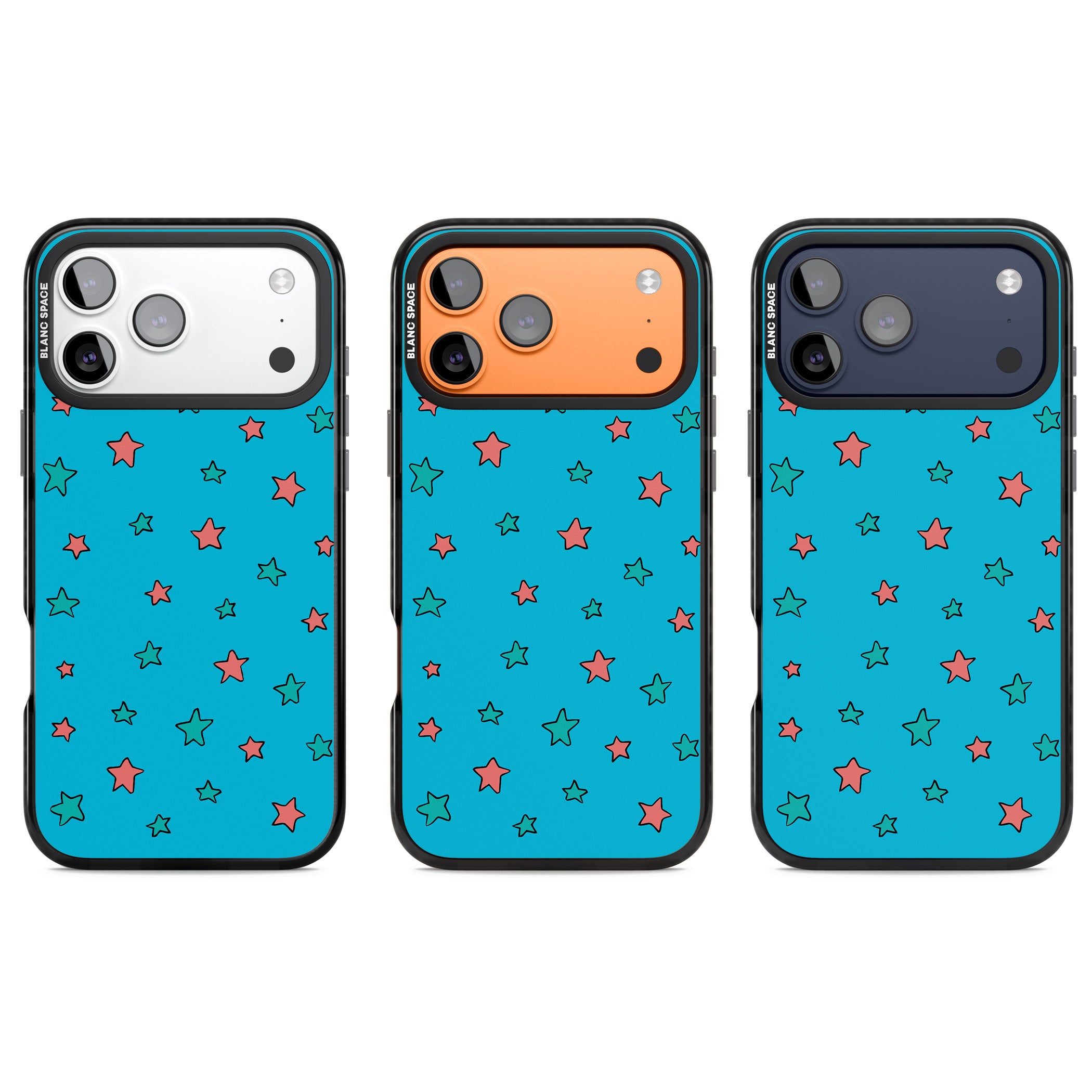Blue Heartstopper Stars Pattern iPhone 17 Pro Impact Black Phone Case APT Impact Protection