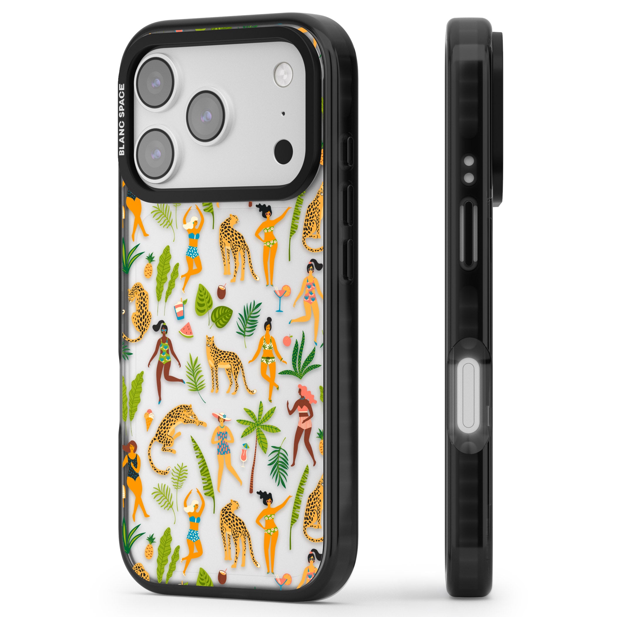 Tropical Party Vibes iPhone 17 Pro Max Impact Black Phone Case Side Profile