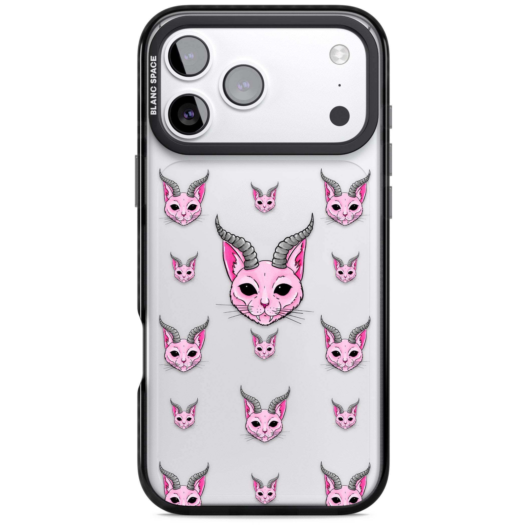 Demon Cat Pattern iPhone 17 Pro Impact Black Phone Case