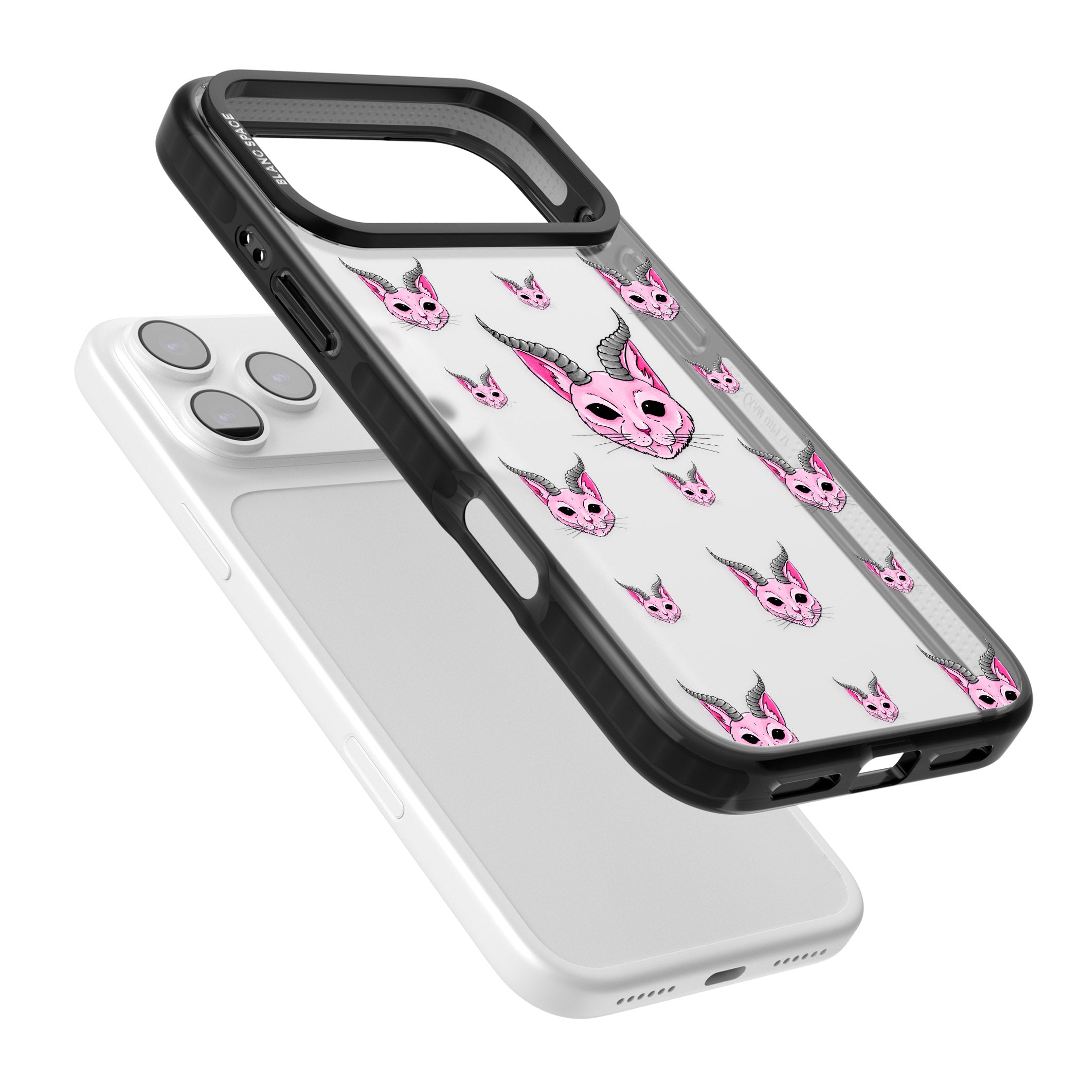 Demon Cat Pattern iPhone 17 Pro Max Impact Black Phone Case Colours