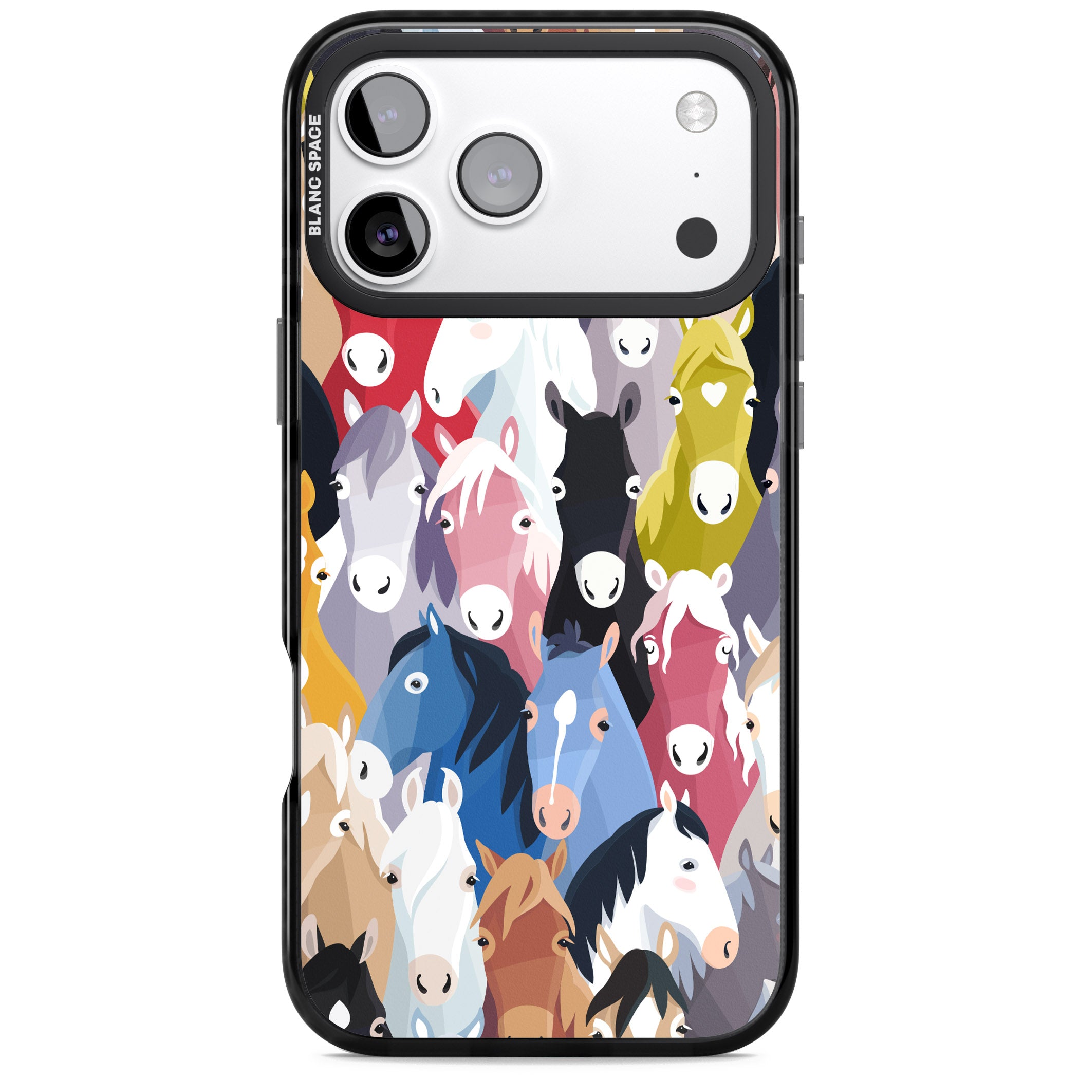 Colourful Horse Pattern iPhone 17 Pro Max Impact Black Phone Case