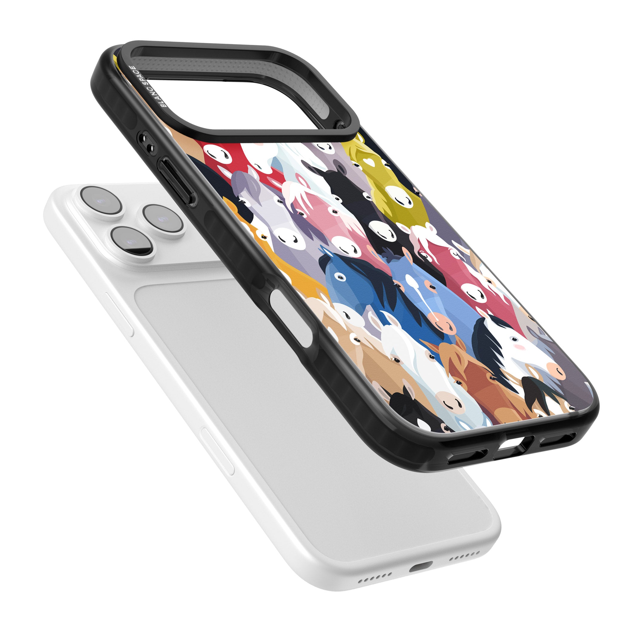 Colourful Horse Pattern iPhone 17 Pro Max Impact Black Phone Case Colours