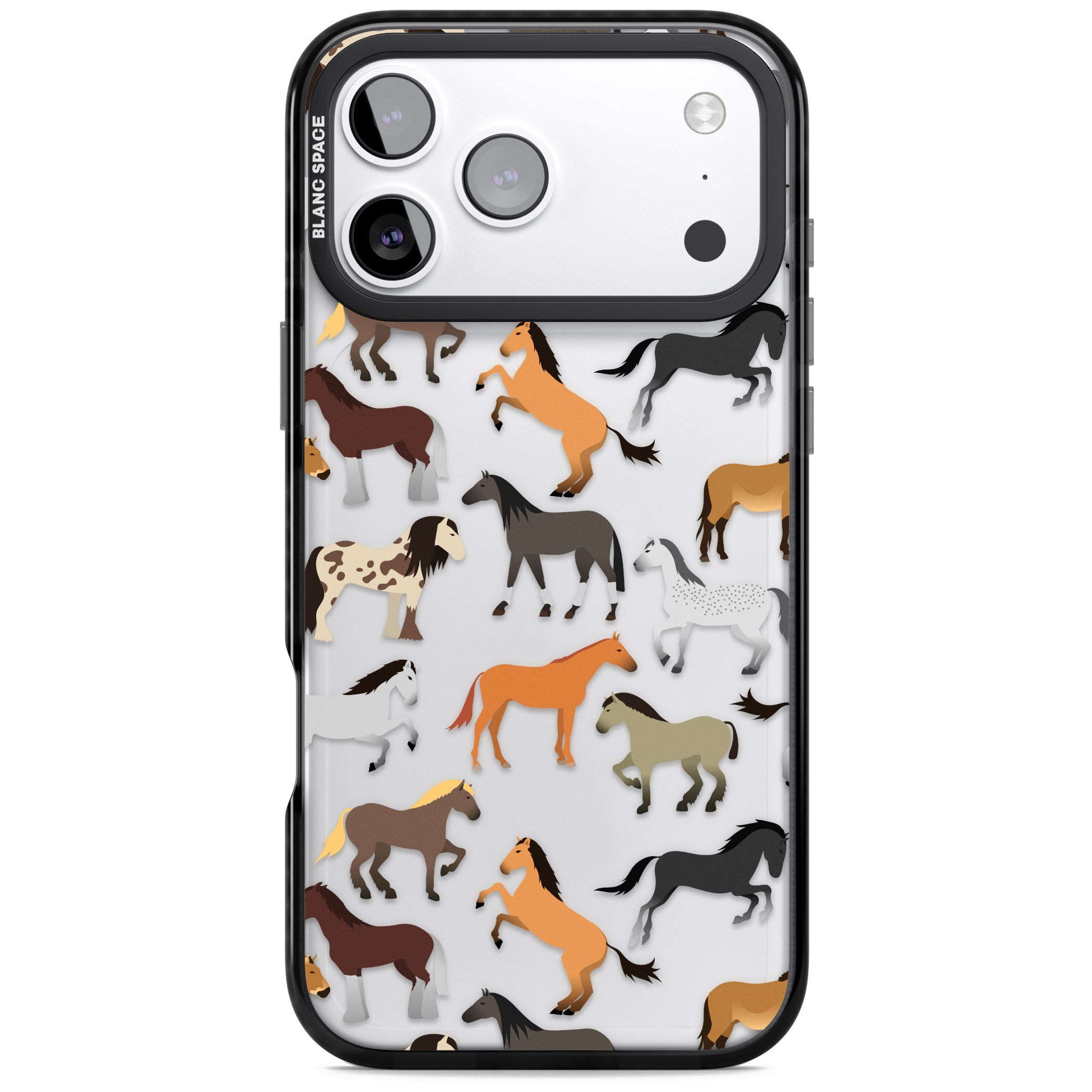 Horse Pattern iPhone 17 Pro Impact Black Phone Case
