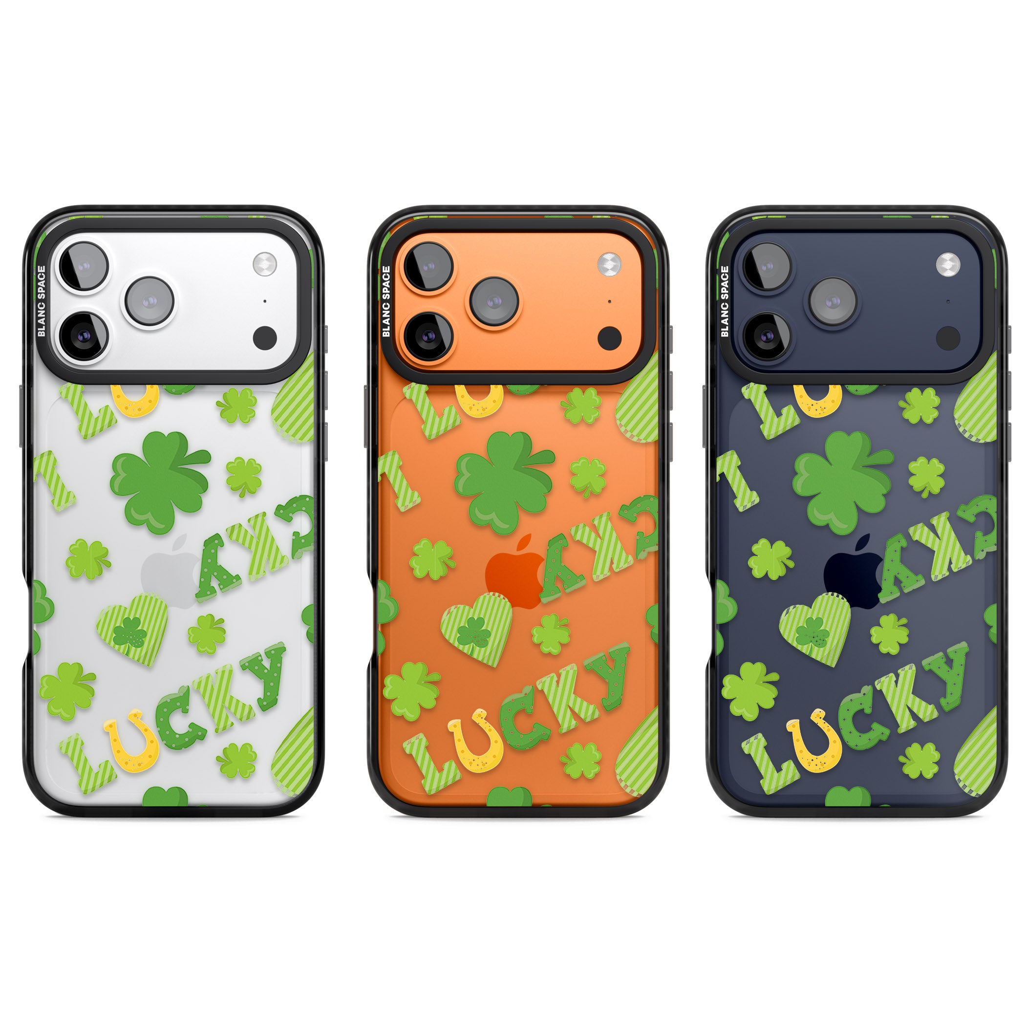 Lucky Irish Clover iPhone 17 Pro Impact Black Phone Case APT Impact Protection