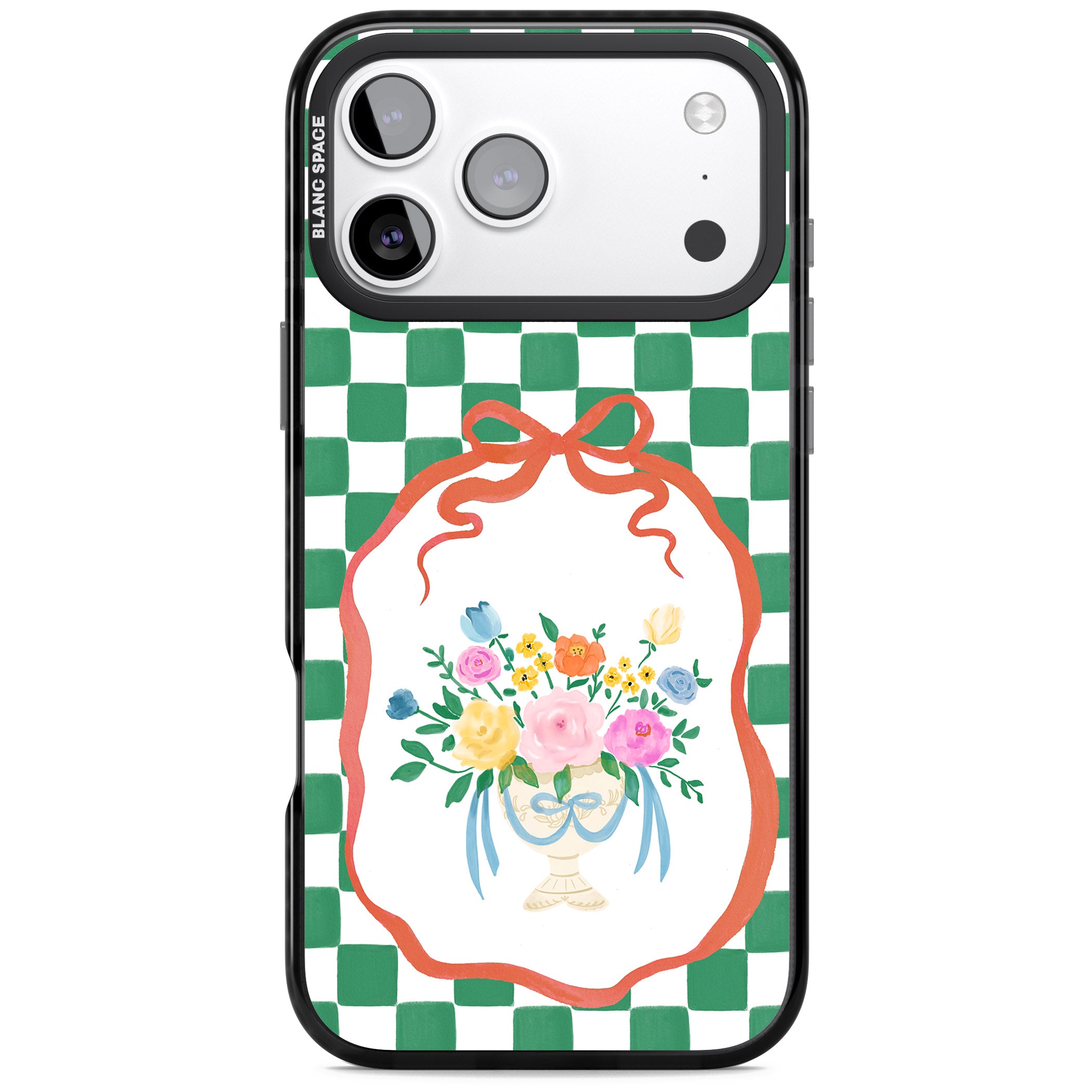Green Checked Bouquet iPhone 17 Pro Impact Black Phone Case