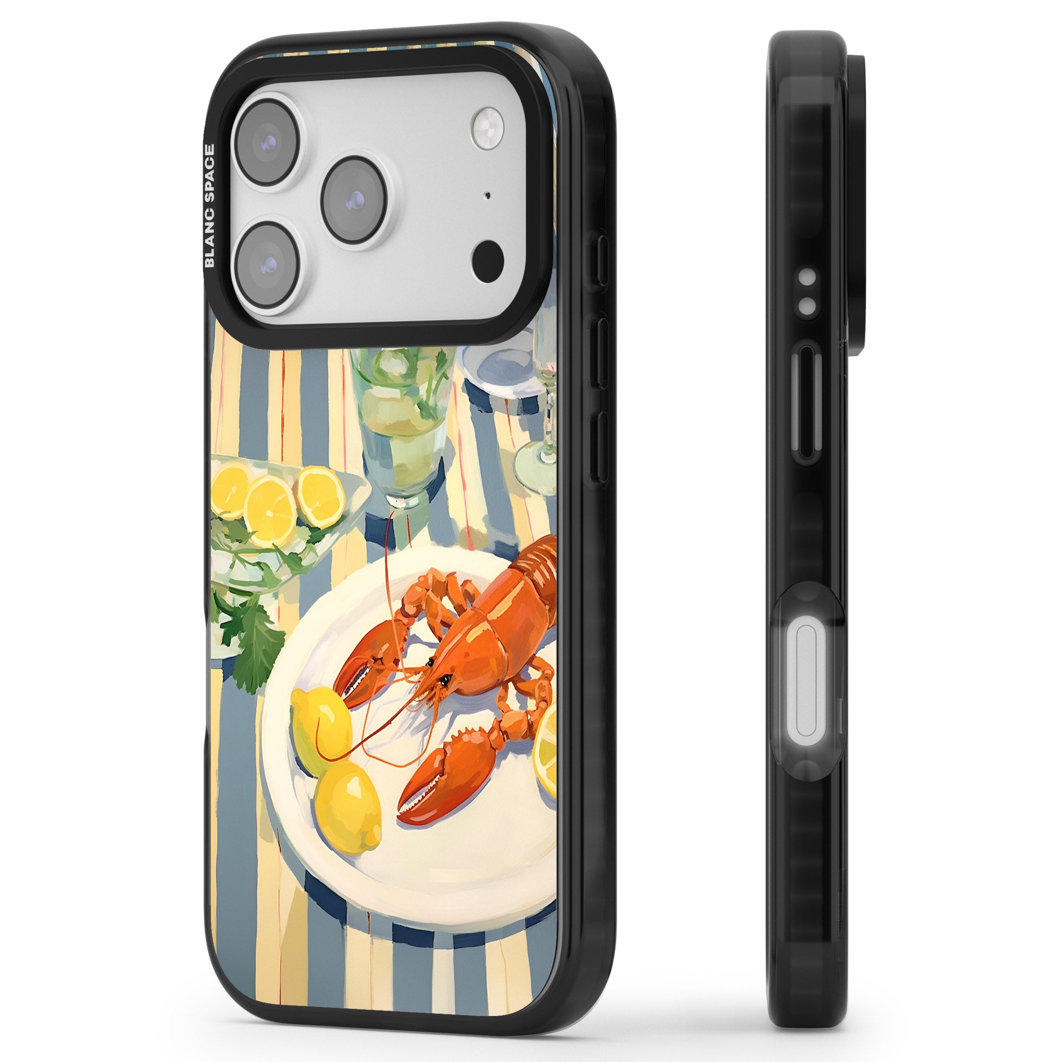 Lobster & Lemons iPhone 17 Pro Impact Black Phone Case Side Profile