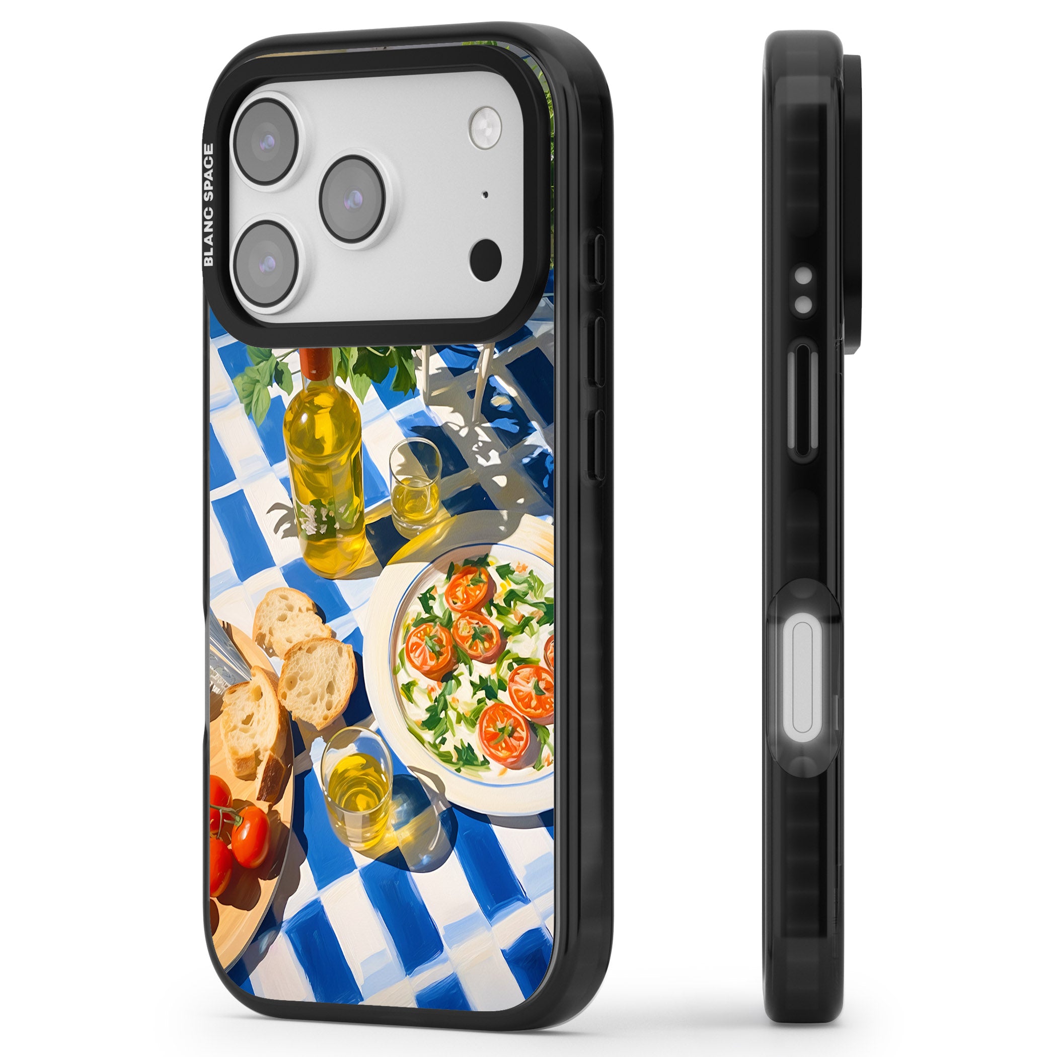 Caprese Salad iPhone 17 Pro Max Impact Black Phone Case Side Profile