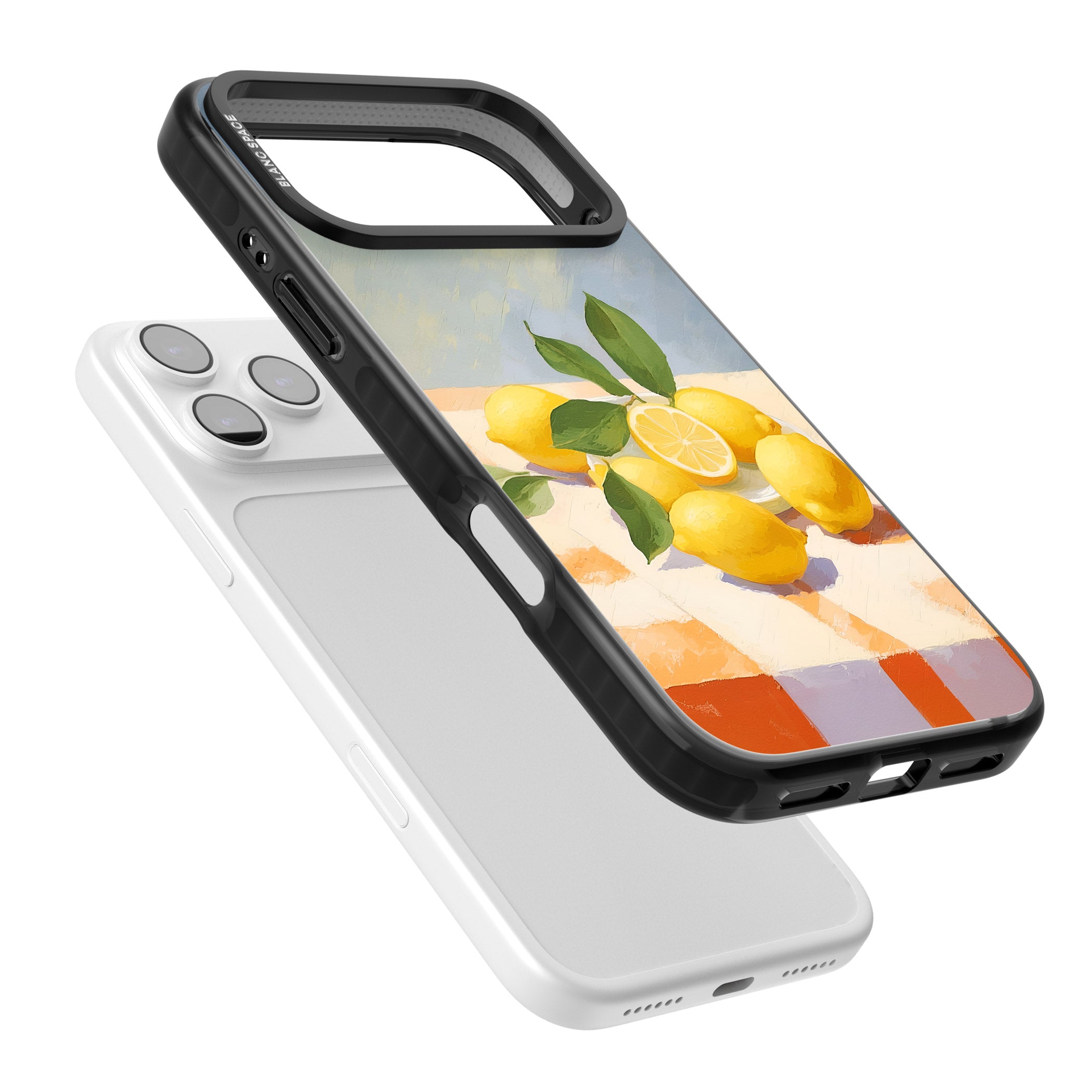 Lemons on Checkered Cloth iPhone 17 Pro Max Impact Black Phone Case Colours