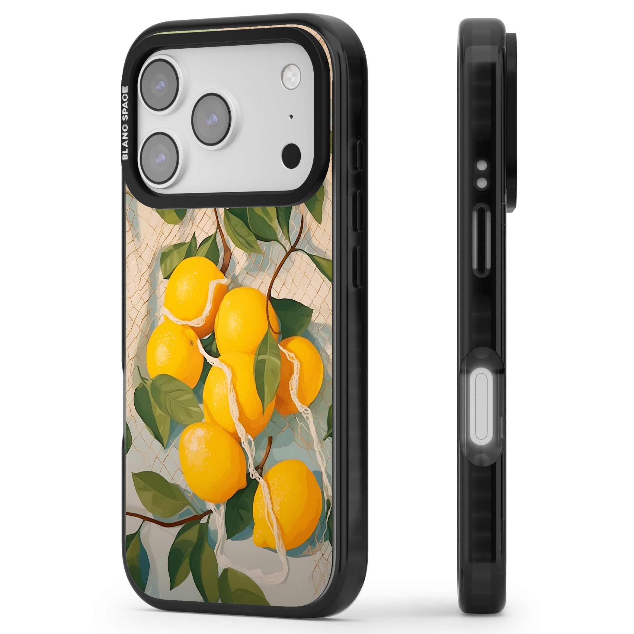 Lemon Vines iPhone 17 Pro Impact Black Phone Case Side Profile