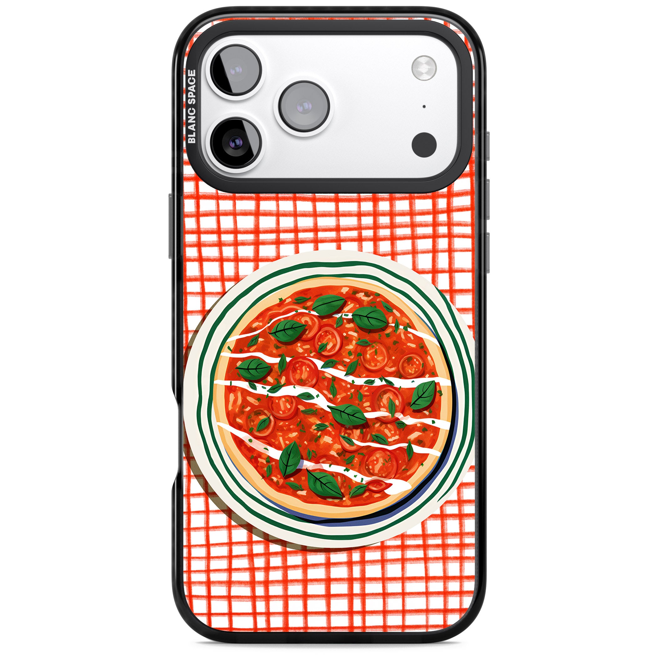 Margherita On Red Check iPhone 17 Pro Max Impact Black Phone Case