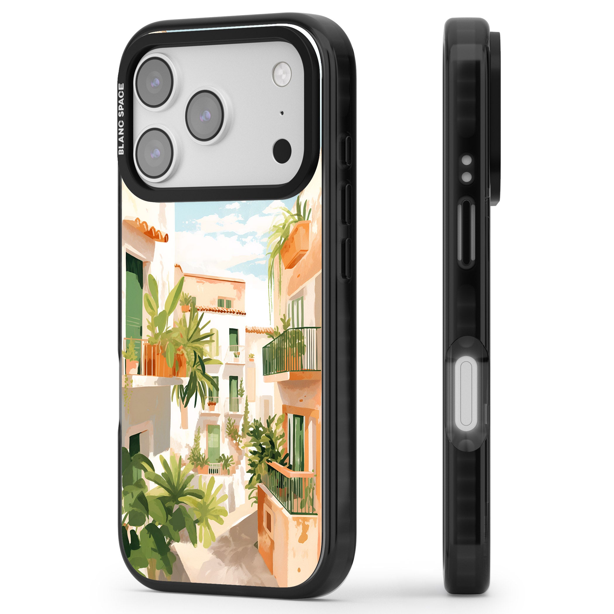 Tuscan Balconies iPhone 17 Pro Max Impact Black Phone Case Side Profile