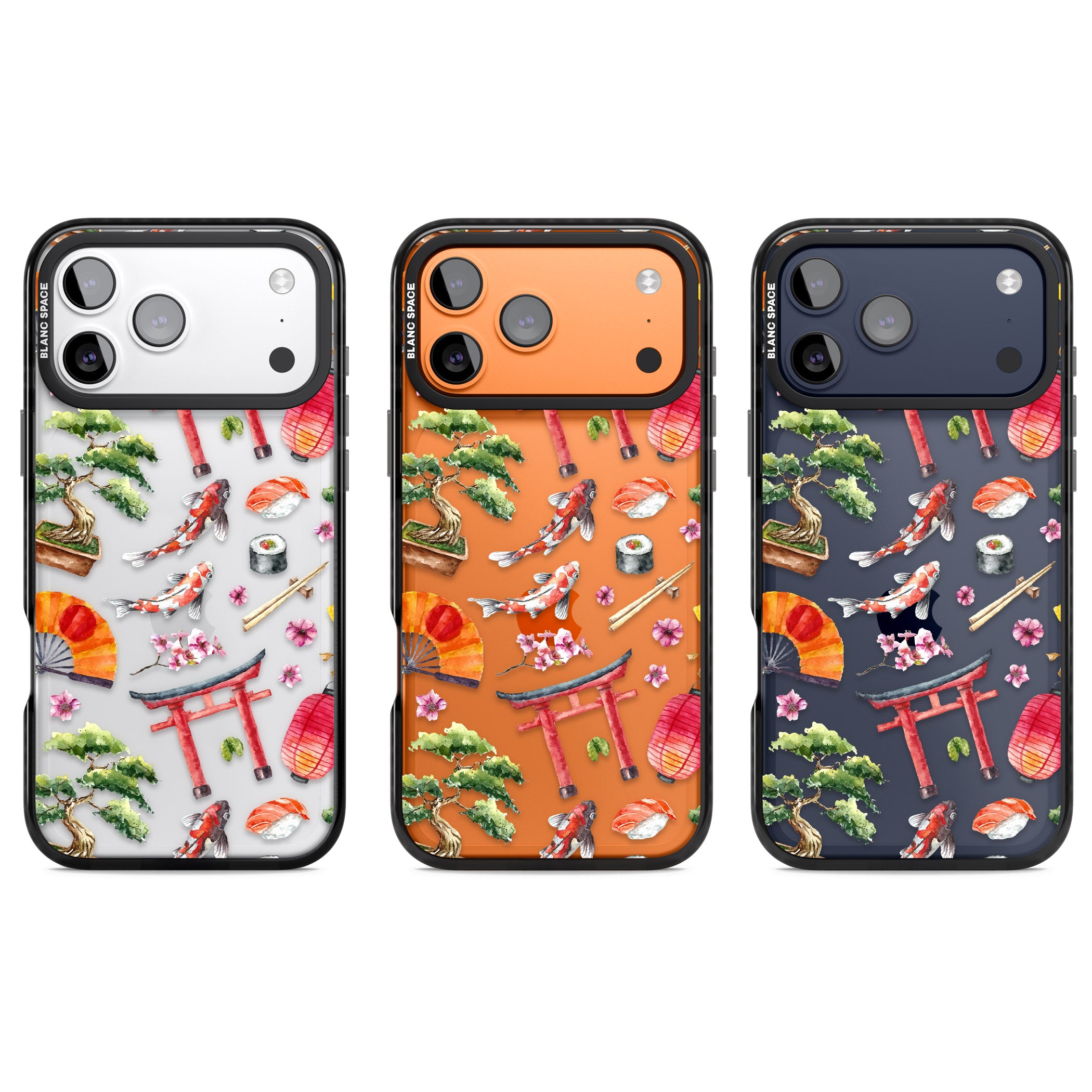Japanese Watercolor iPhone 17 Pro Impact Black Phone Case APT Impact Protection