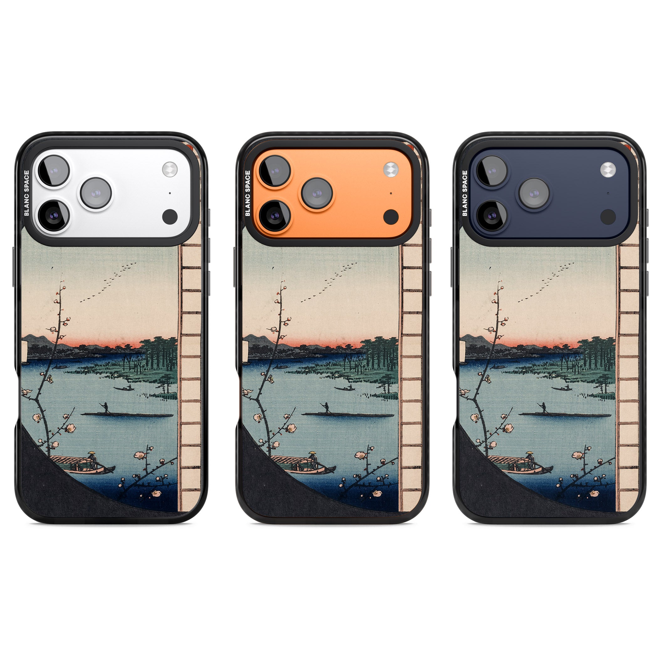 Vintage Japanese Illustrations Lake At Sunset iPhone 17 Pro Impact Black Phone Case APT Impact Protection