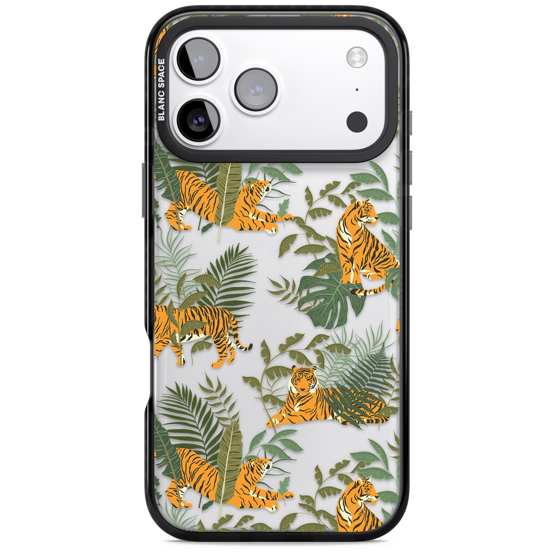 Tiger & Fern Jungle iPhone 17 Pro Max Impact Black Phone Case