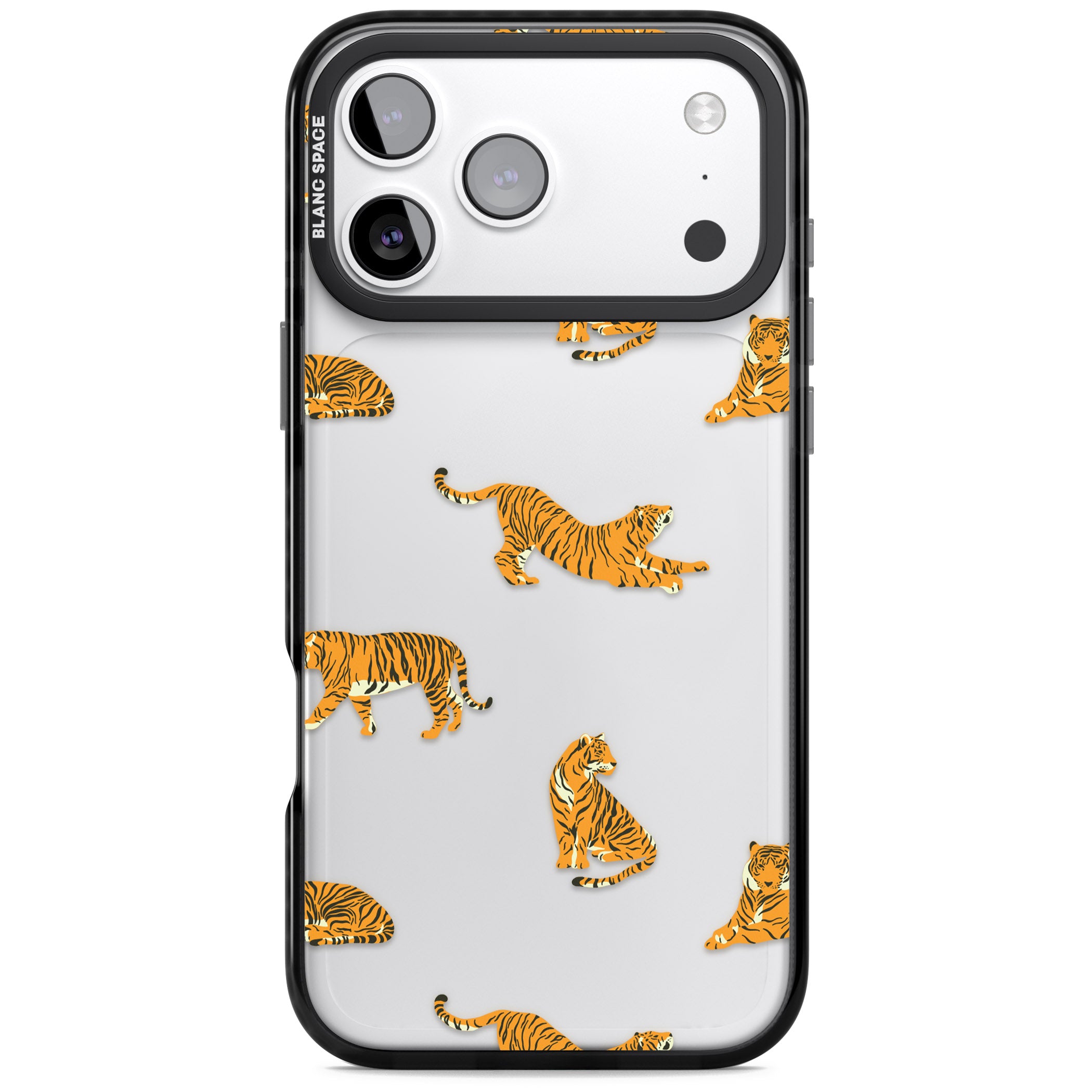 Clear Tiger Jungle iPhone 17 Pro Impact Black Phone Case
