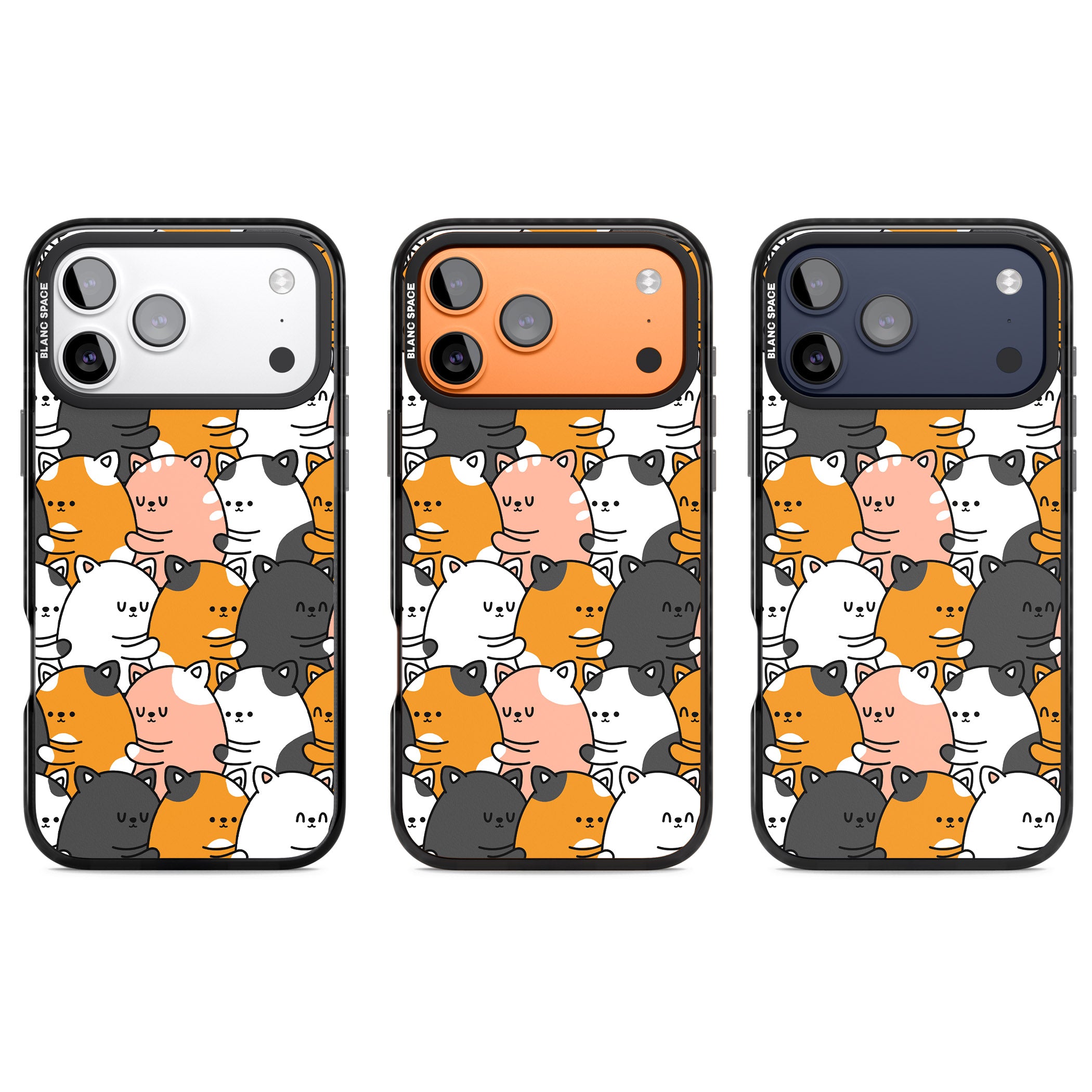 Spooning Cats Kawaii Pattern iPhone 17 Pro Impact Black Phone Case APT Impact Protection