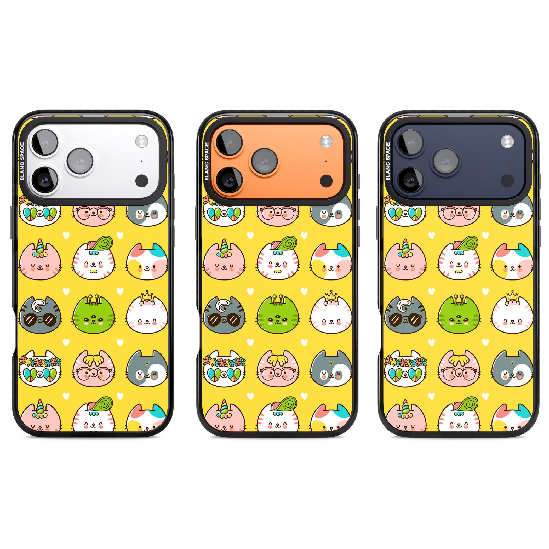 Mythical Cats Kawaii Pattern iPhone 17 Pro Impact Black Phone Case APT Impact Protection