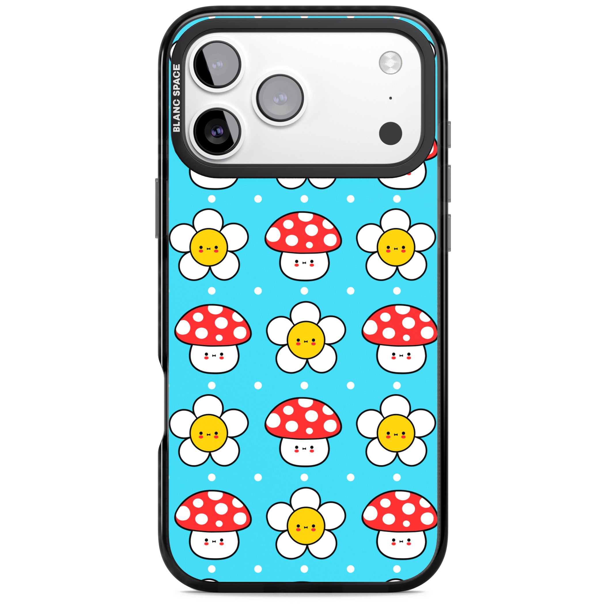 Shroom Bunnies Kawaii Pattern iPhone 17 Pro Max Impact Black Phone Case